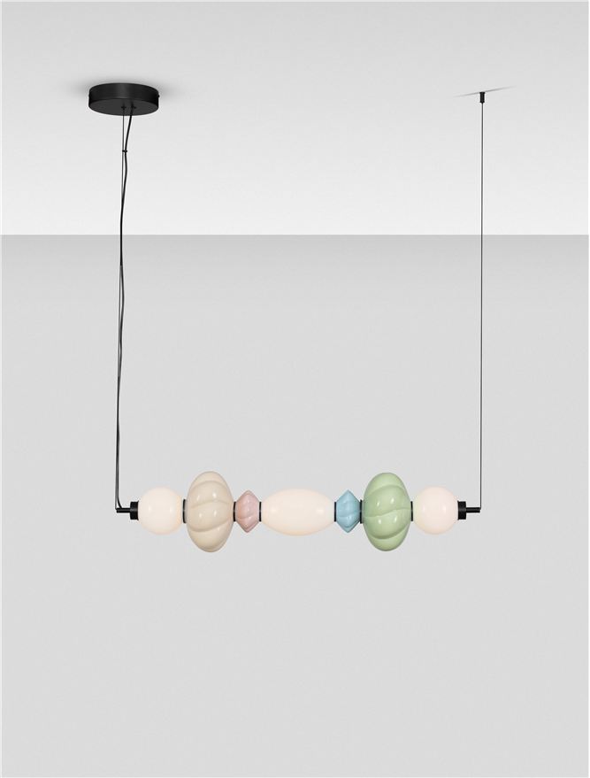 Nova Luce | Suspension - ONETA - Matt Black Metal Base Sage Green