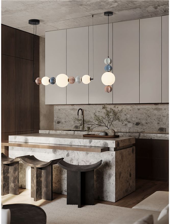 Nova Luce | Suspension - DAZZ - Light Gray, Gray Blue, Mocha