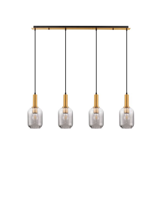 Nova Luce | Suspension - MAHO - Brass Gold Metal Base & Smokey Glass
