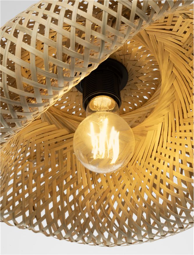 Nova Luce | Suspension - ADALINE - Natural Bamboo & Black Base