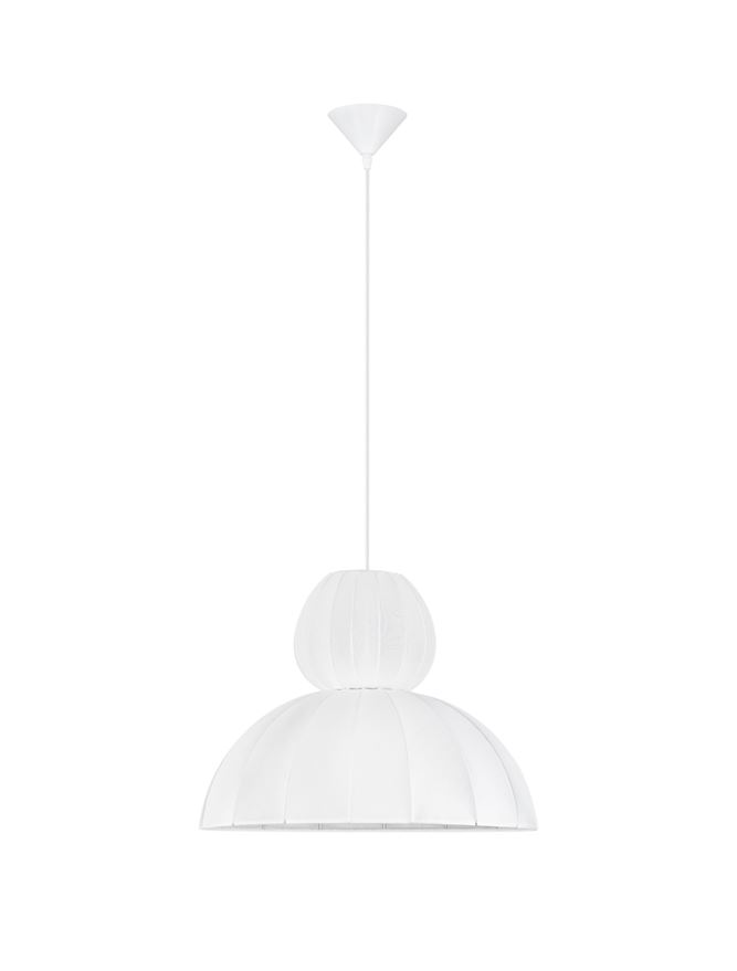 Nova Luce | Suspension - DELINA - White Fabric Sandy White Steel