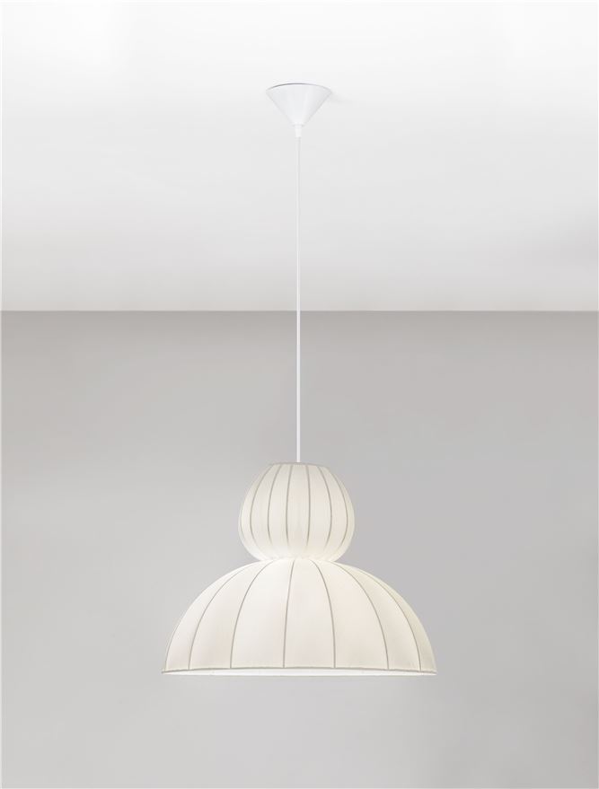 Nova Luce | Suspension - DELINA - White Fabric Sandy White Steel