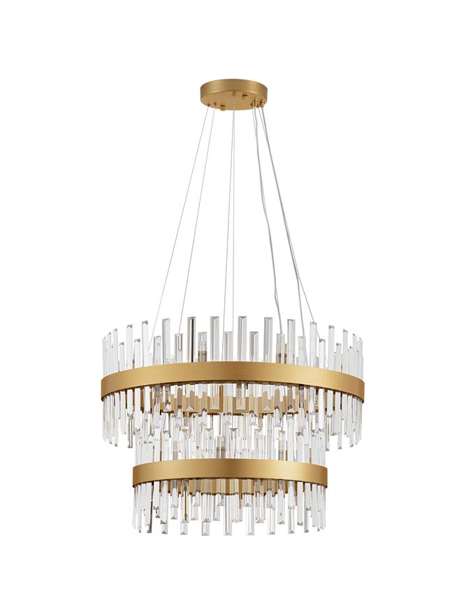 Nova Luce | Suspension - CROWN - Brass Gold Metal Crystal Clear (114 pcs)