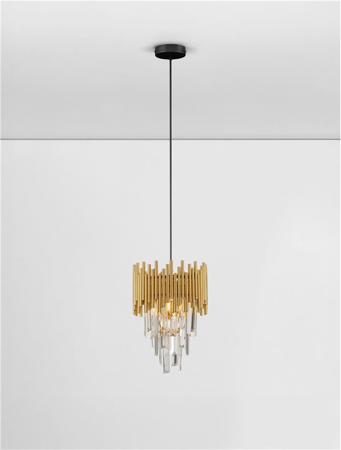 Nova Luce | Suspension - MAGNOLIA - Gold Aluminium & K5