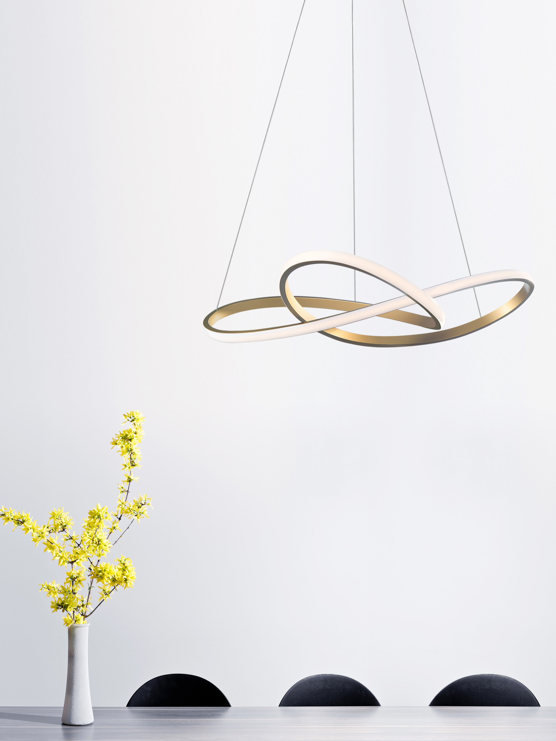 FUSION | H 150 D 72 cm | 53 W | 3000 K | 4081 lm | IP20 | Gold | Aluminum/Acrylic