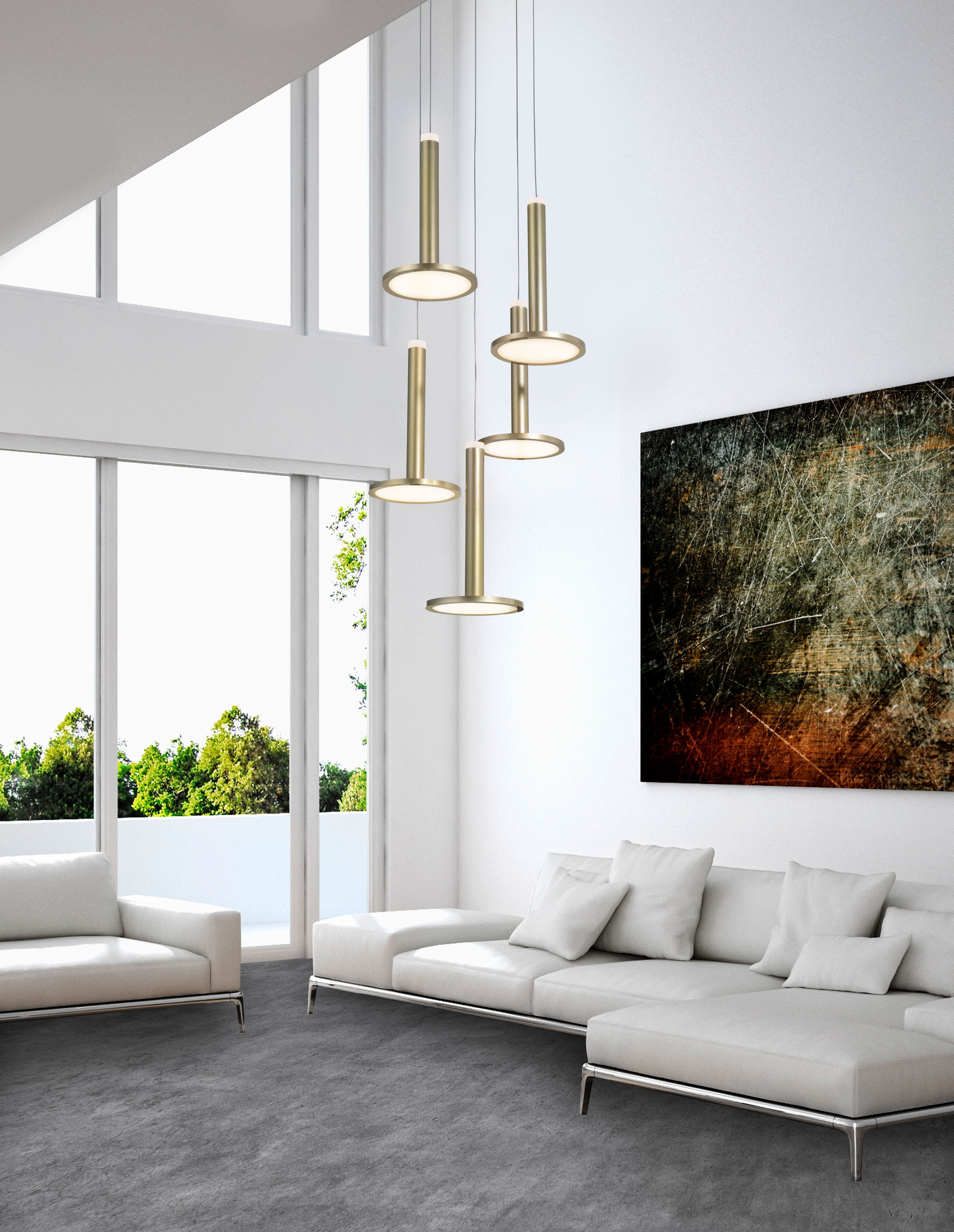 PALENCIA | H 150 D 41 cm | 47 W | 3000 K | 2665 lm | IP20 | Gold | Aluminum/Acrylic