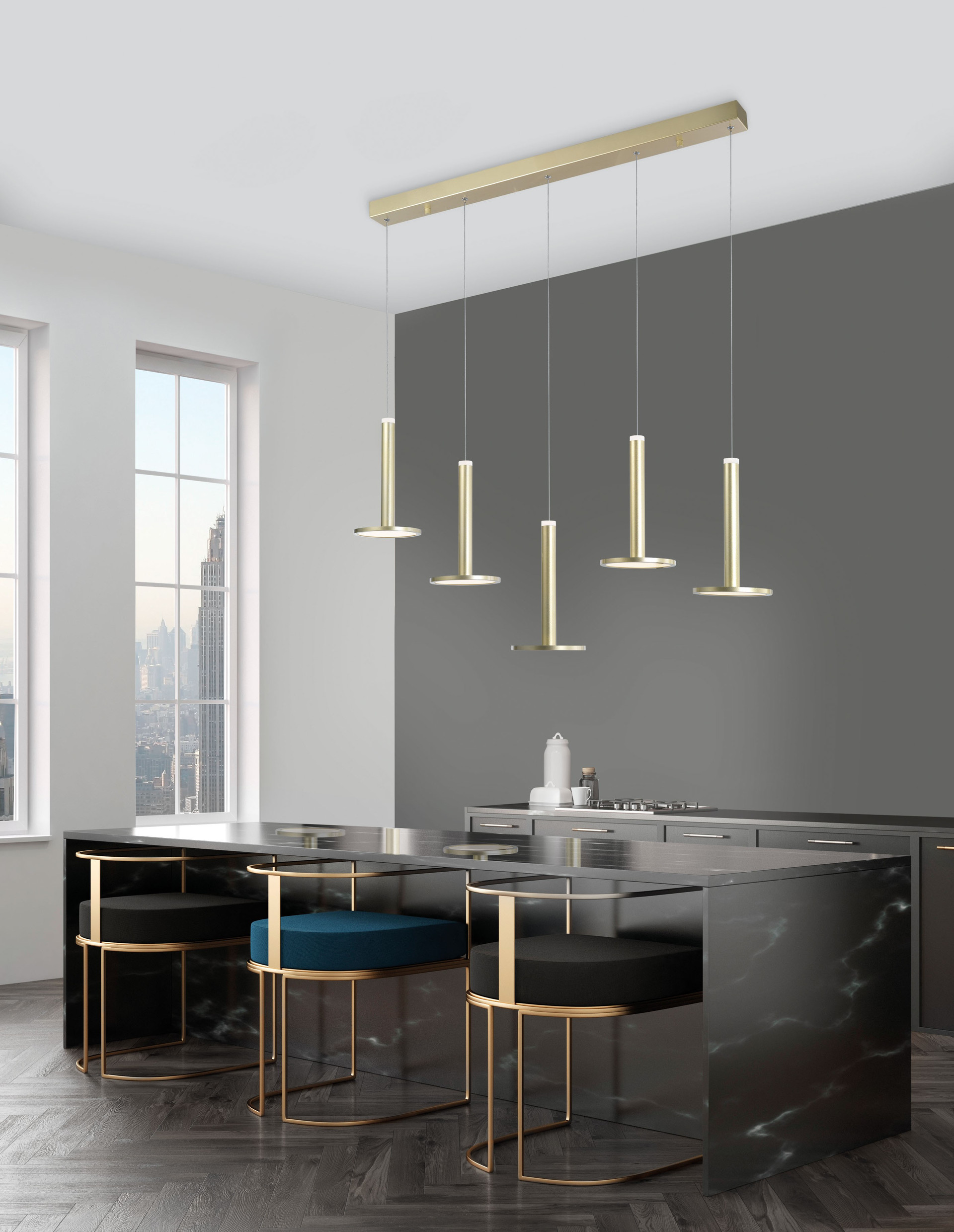 PALENCIA | L 107 W 15 H 150 cm | 50 W | 3000 K | 3946 lm | IP20 | Gold | Aluminum/Acrylic