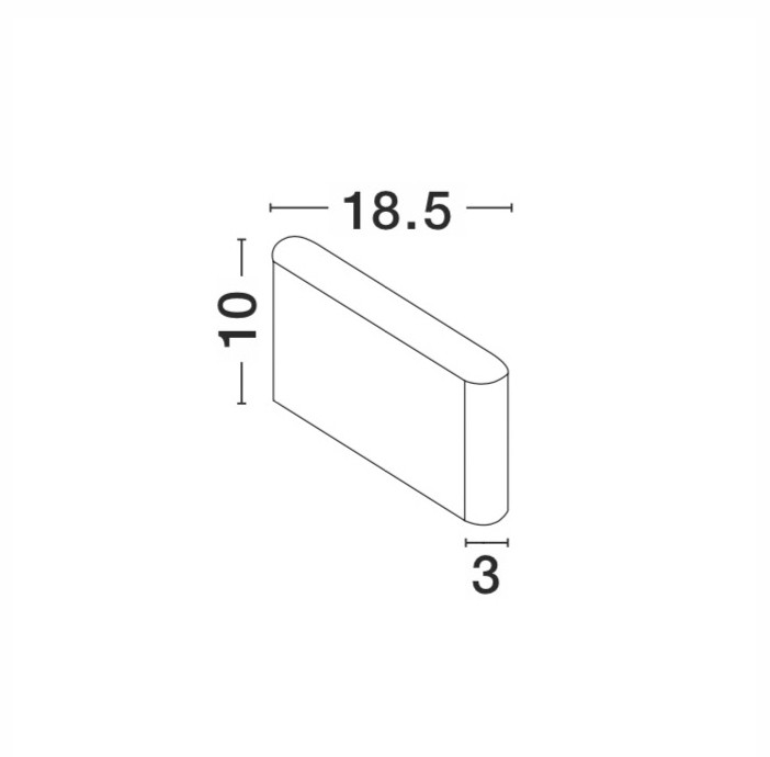 SOHO | L 18.5 W 3 H 10 cm | 10 W | 3000 K | 800 lm | IP54 | White | Aluminum