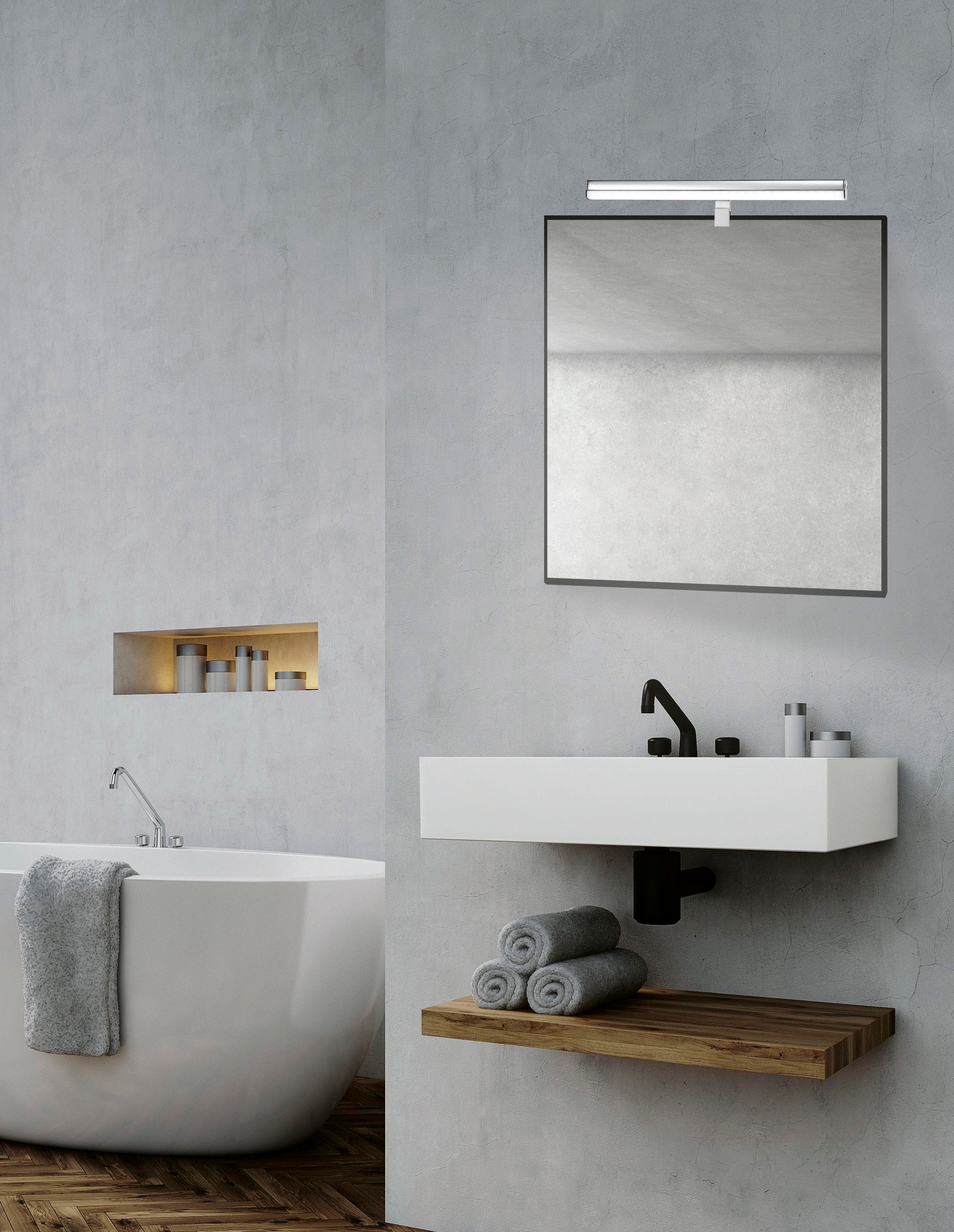 VANESE | L 49 W 6.5 H 6.5 cm | 12 W | 3000 K | 1174 lm | IP44 | Chrome | Aluminum/Acrylic