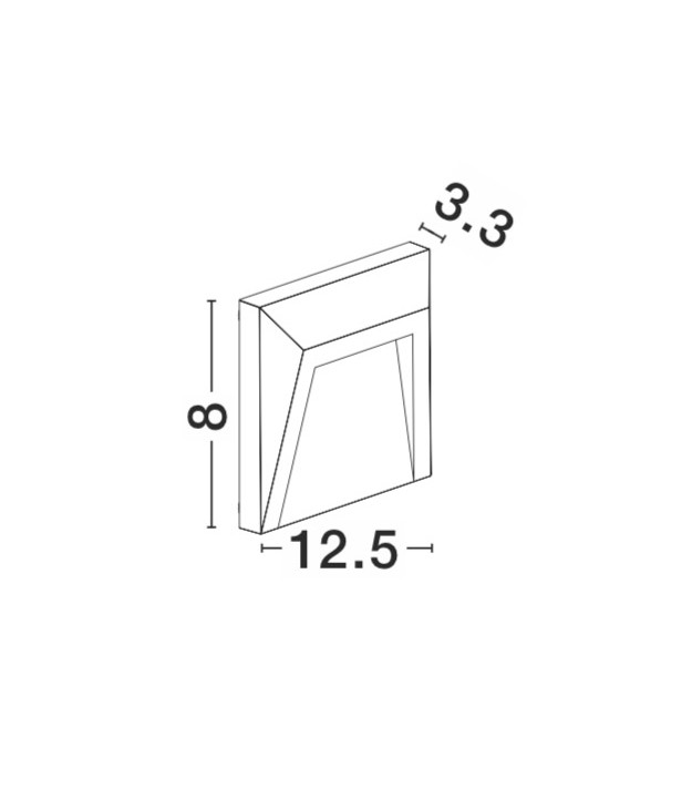 LUTON | L 12.5 W 3.3 H 12.5 cm | 1 W | 3000 K | 145 lm | IP65 | Dark Gray | Polycarbonate