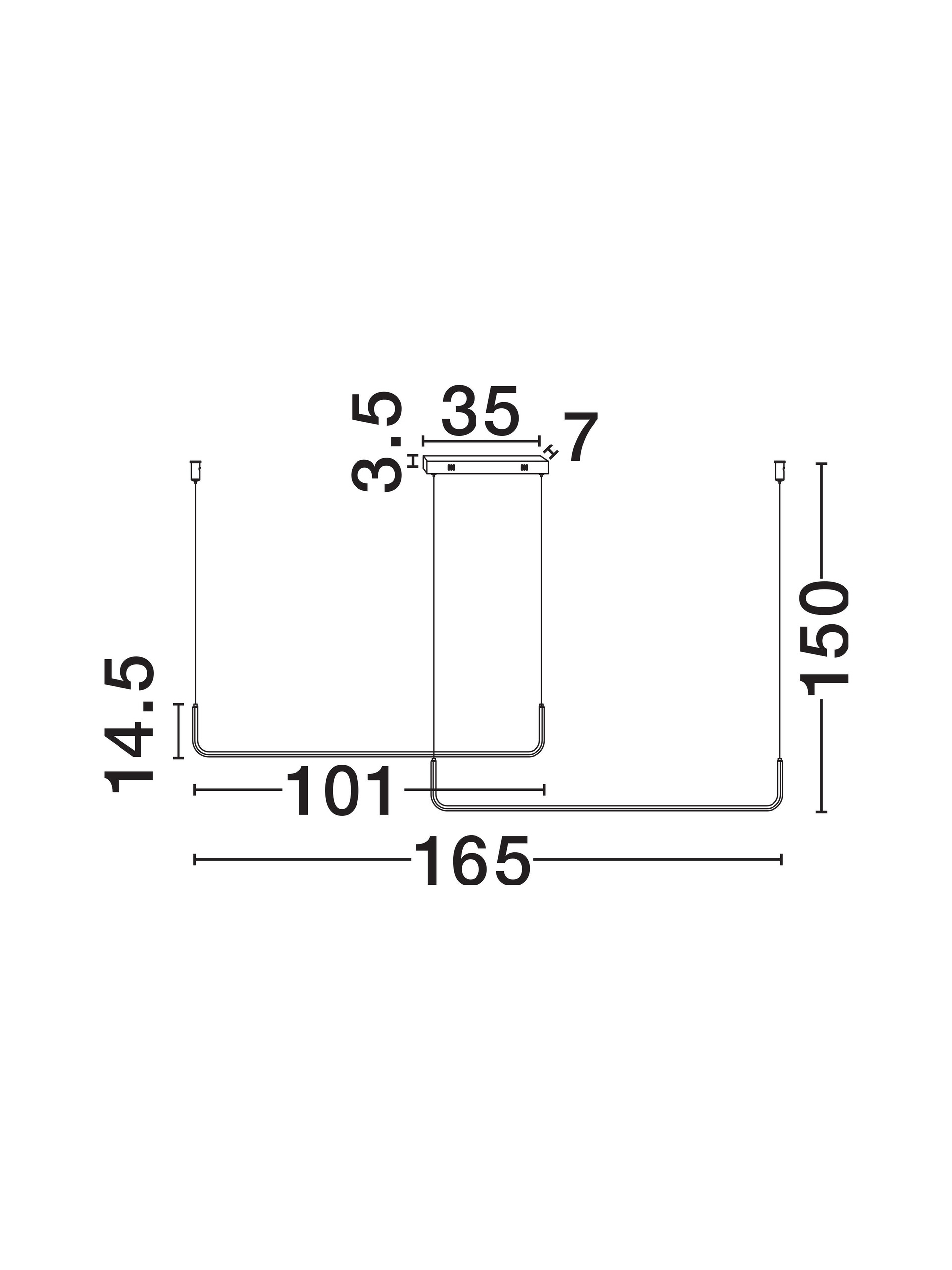 STRITA | L 165 W 7 H 150 cm | 42 W | 3200 K | 1849 lm | IP20 | Black | Steel/Aluminum