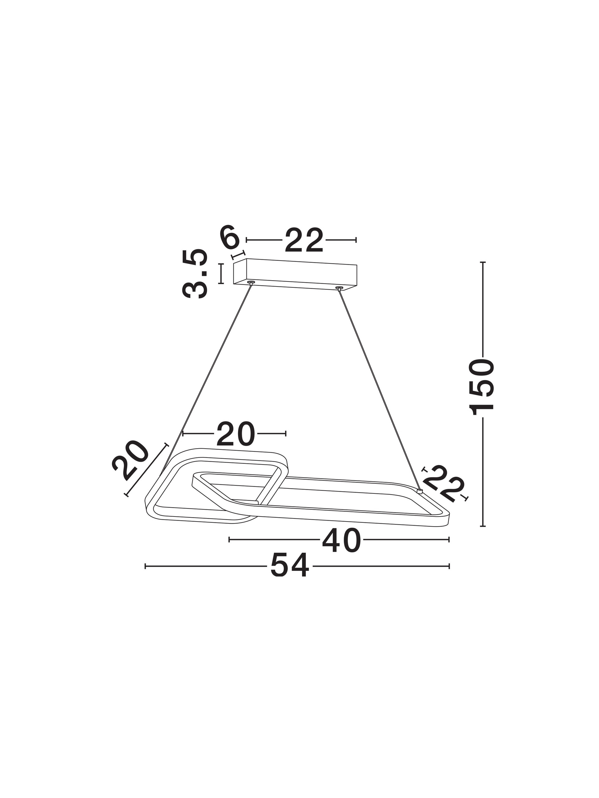 IMAR | L 54 W 30 H 150 cm | 36 W | 3200 K | 1685 lm | IP20 | Black/Gold | Steel/Aluminum