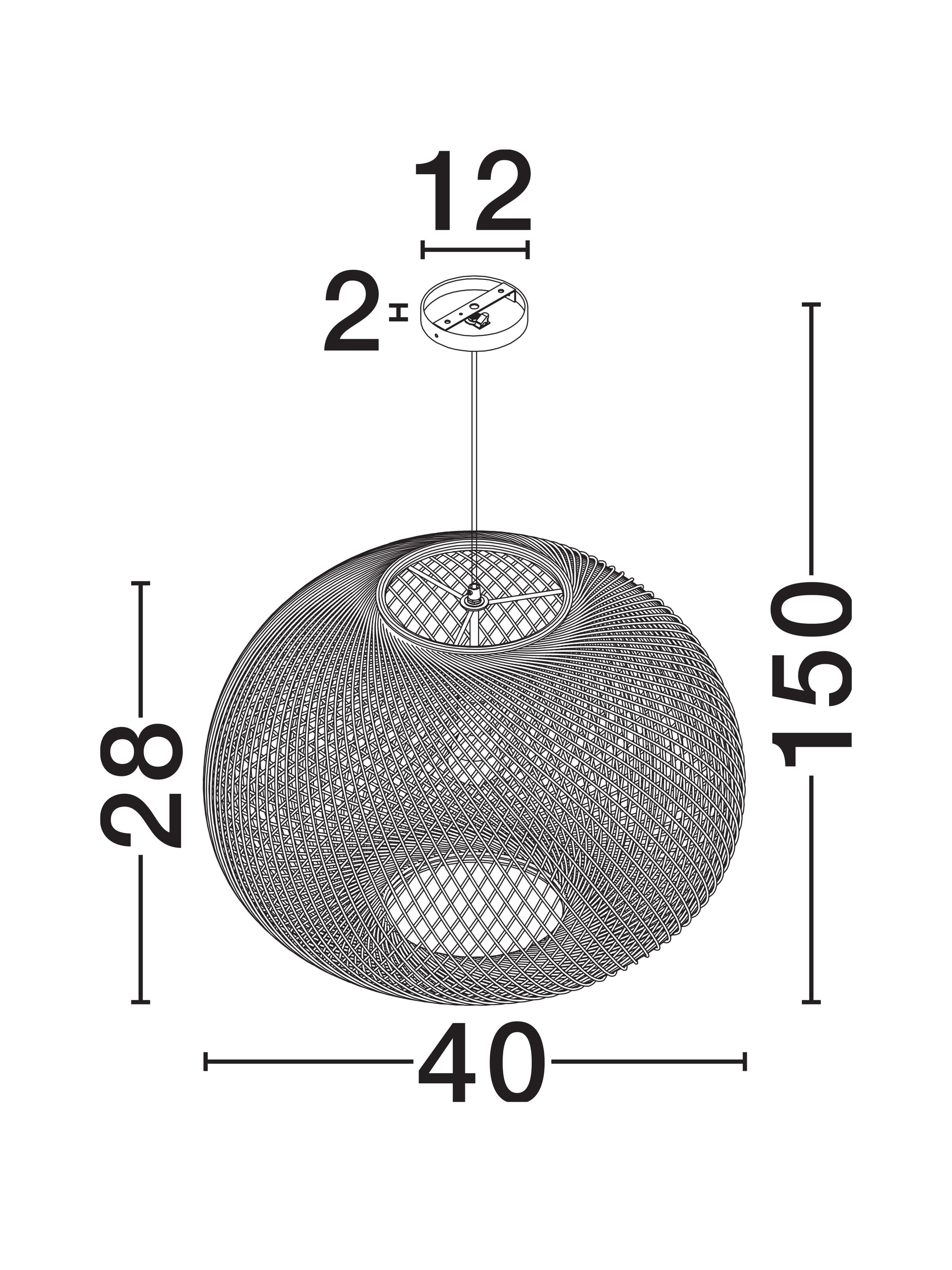 TALO | H 150 D 60 cm | 12 W | IP20 | Λευκό | Χαρτί/Μπαμπού