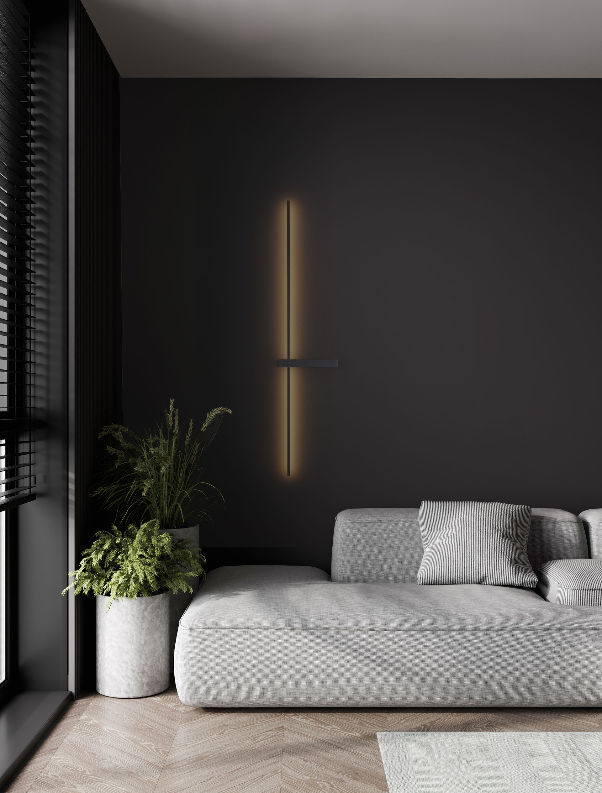DANESSA | L 22.2 W 4 H 103 cm | 5 W | 3000/2700 K | 374 lm | IP20 | Negro | Aluminio/Acrílico