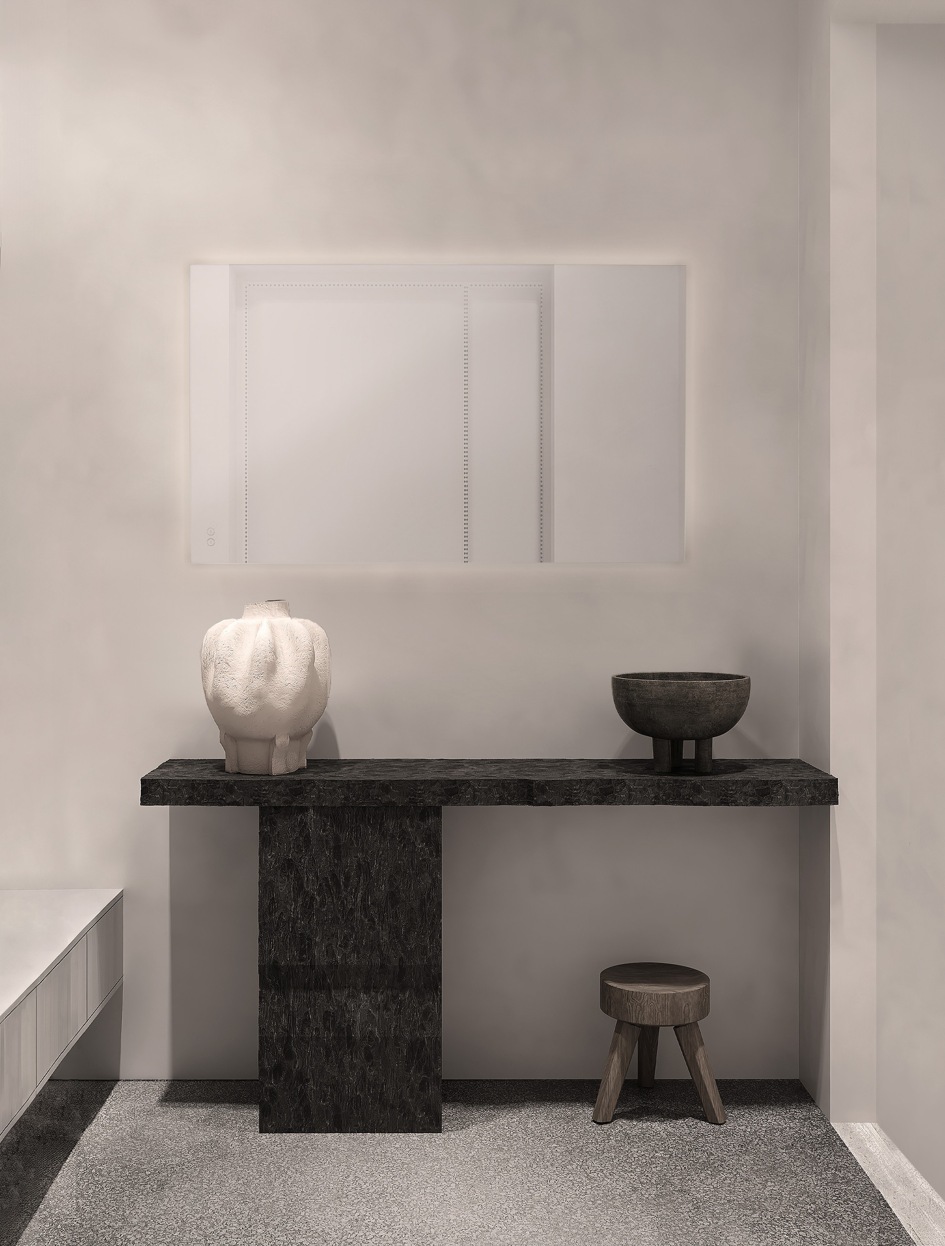 ALDA | L 120 W 3.5 H 70 cm | 53 W | 3000 K | 1005 lm | IP44 | Aluminum/Mirror Glass