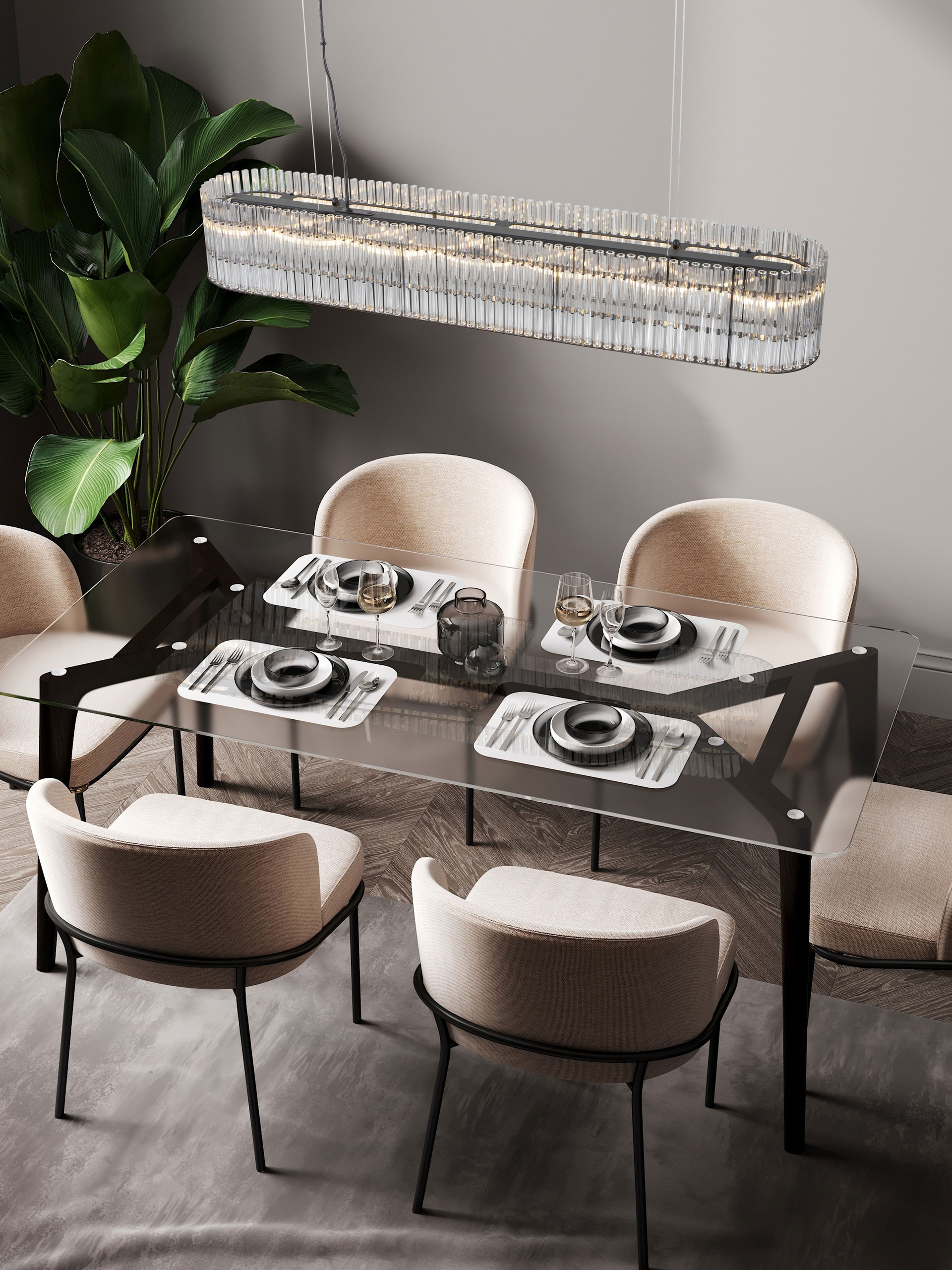 BAROK | L 110 W 18 H 210 cm | 35 W | IP20 | Black | Glass/Metal