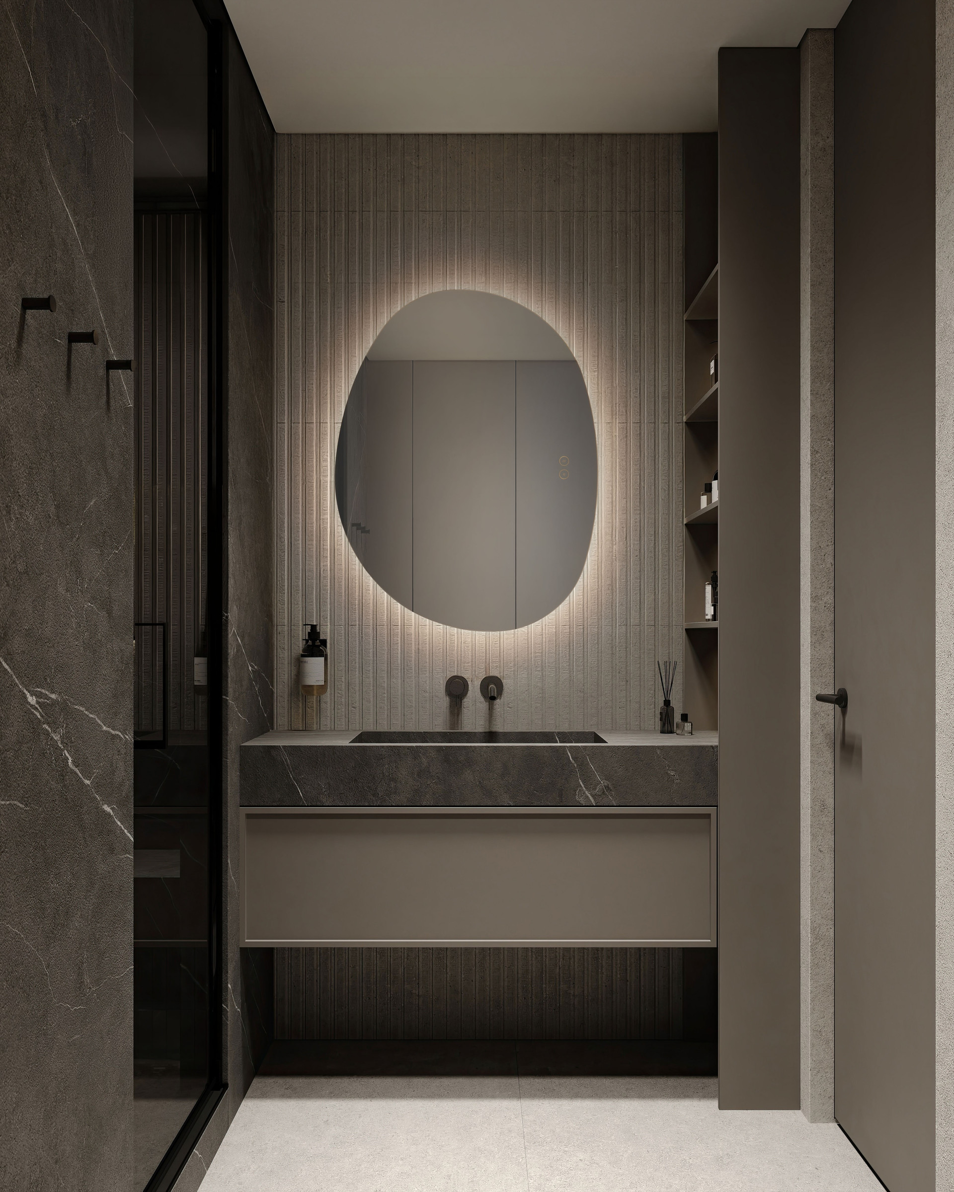 LORIN | L 50 W 3 H 65 cm | 27 W | 3000 K | 698 lm | IP44 | Aluminum/Mirror Glass