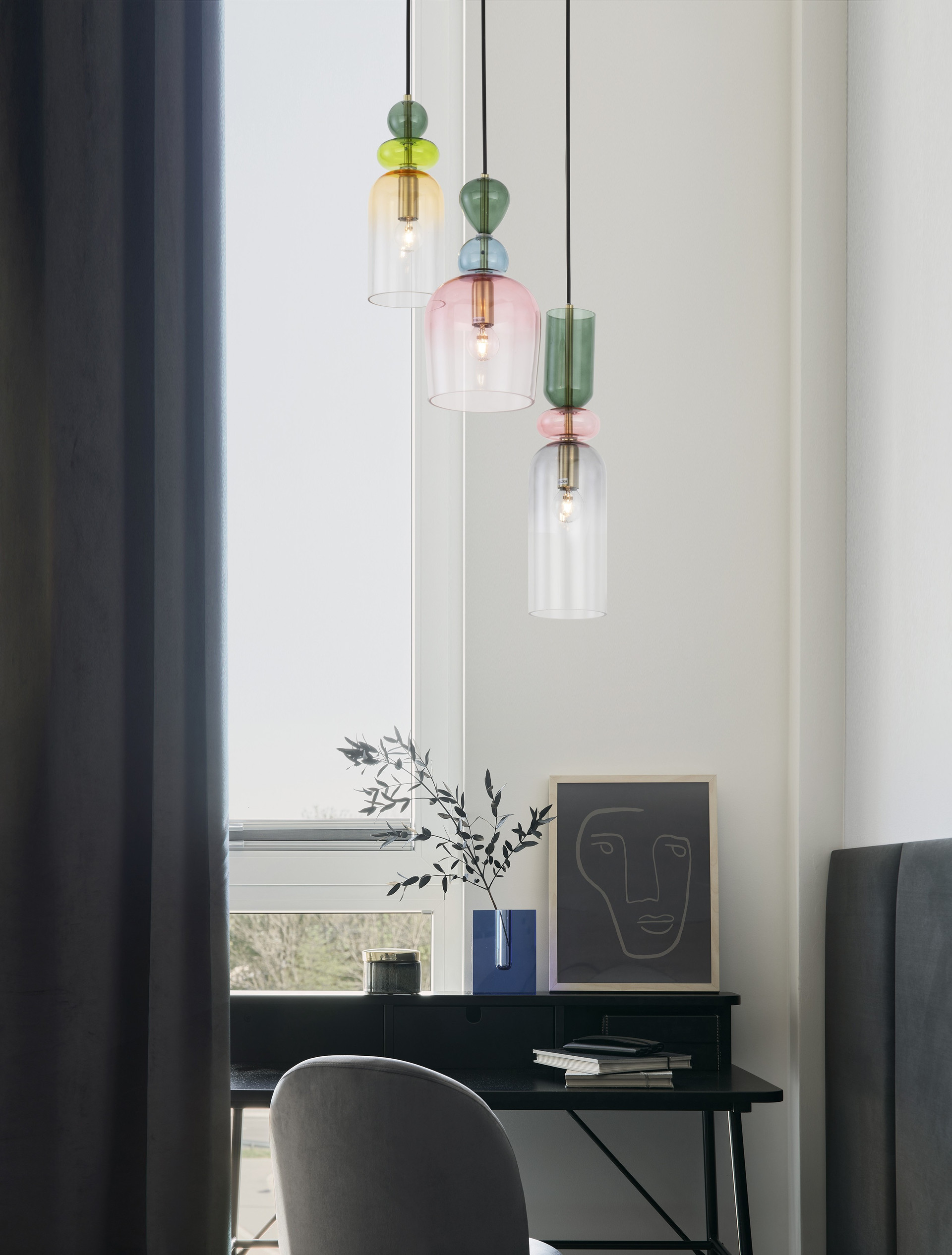 MURANO | H 120 D 42 cm | 15 W | IP20 | Gray | Glass/Metal