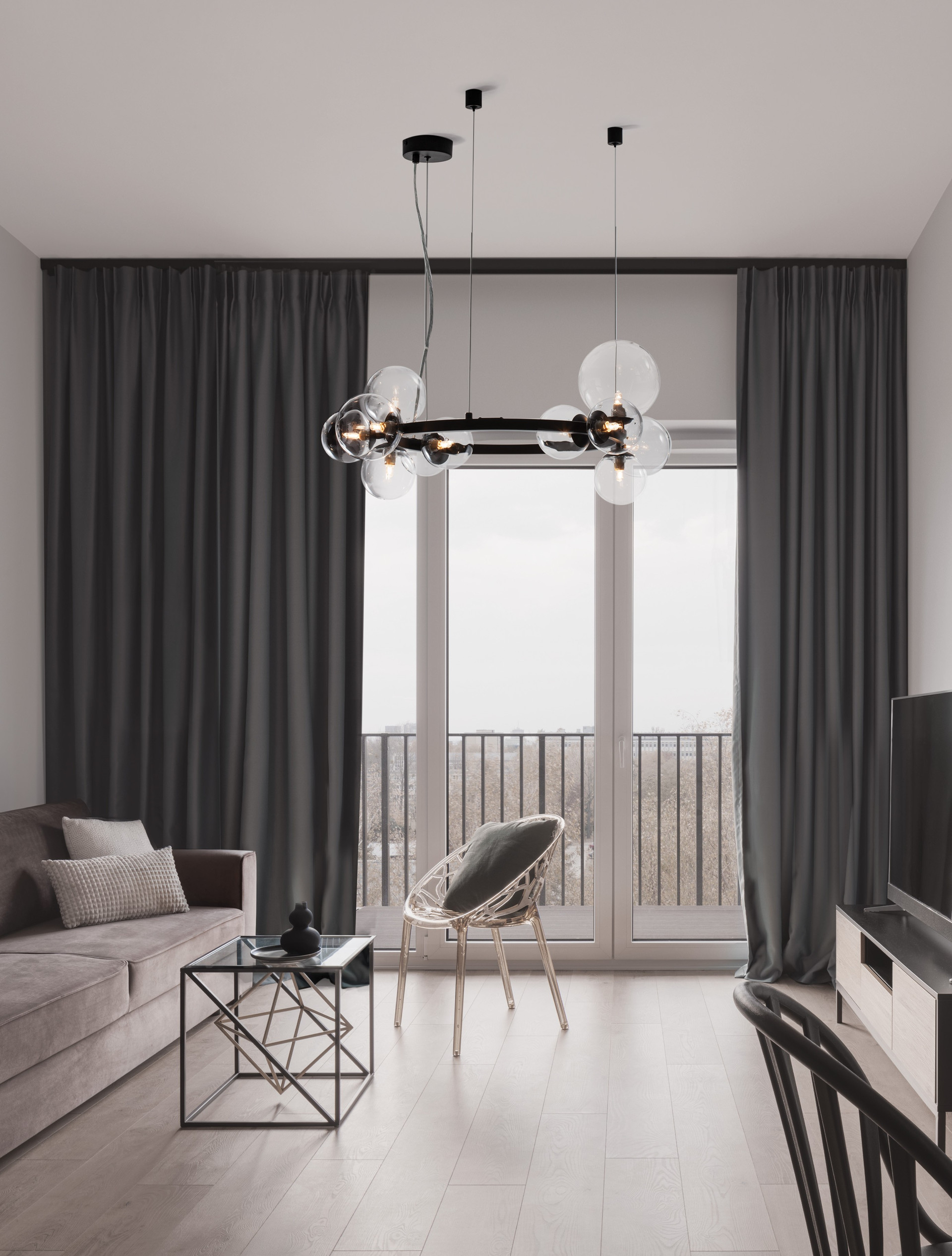 ODILLIA | H 120 D 65 cm | 55 W | IP20 | Μαύρο | Γυαλί/Μέταλλο