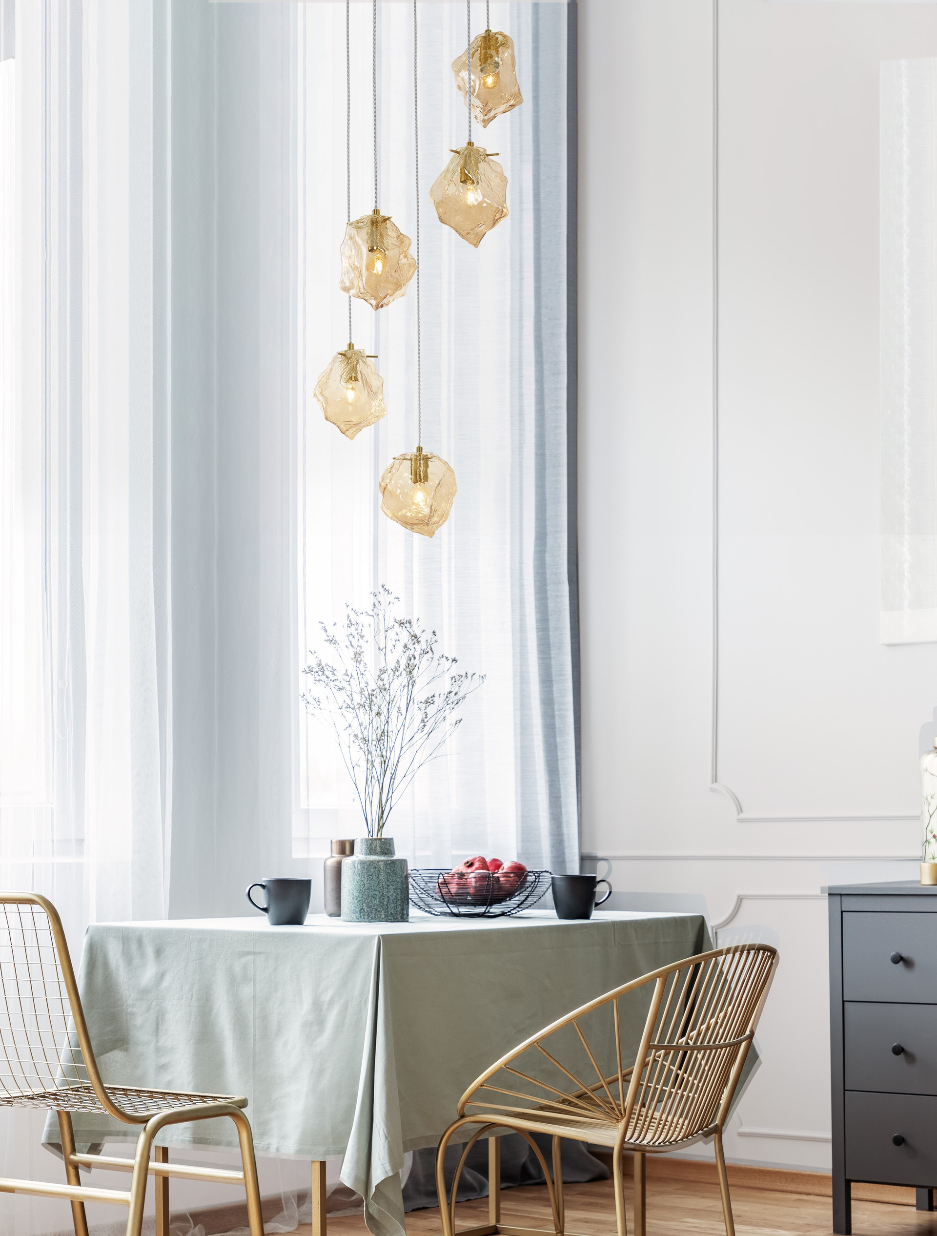 ODELLE | H 120 D 48 cm | 25 W | IP20 | Gold/Amber | Glass/Metal