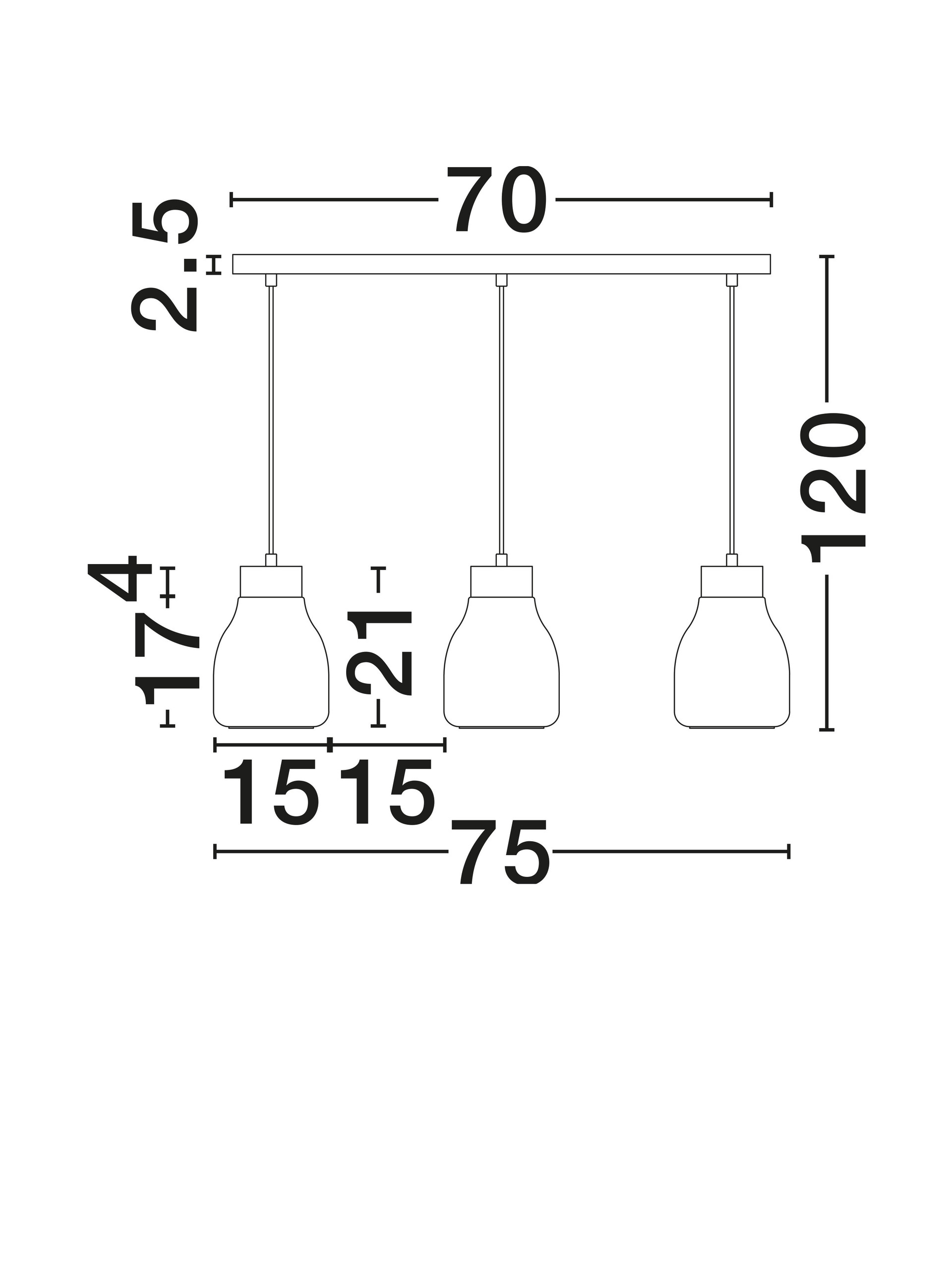 BLACU | L 75 W 15 H 120 cm | 36 W | IP20 | Gray | Glass/Metal