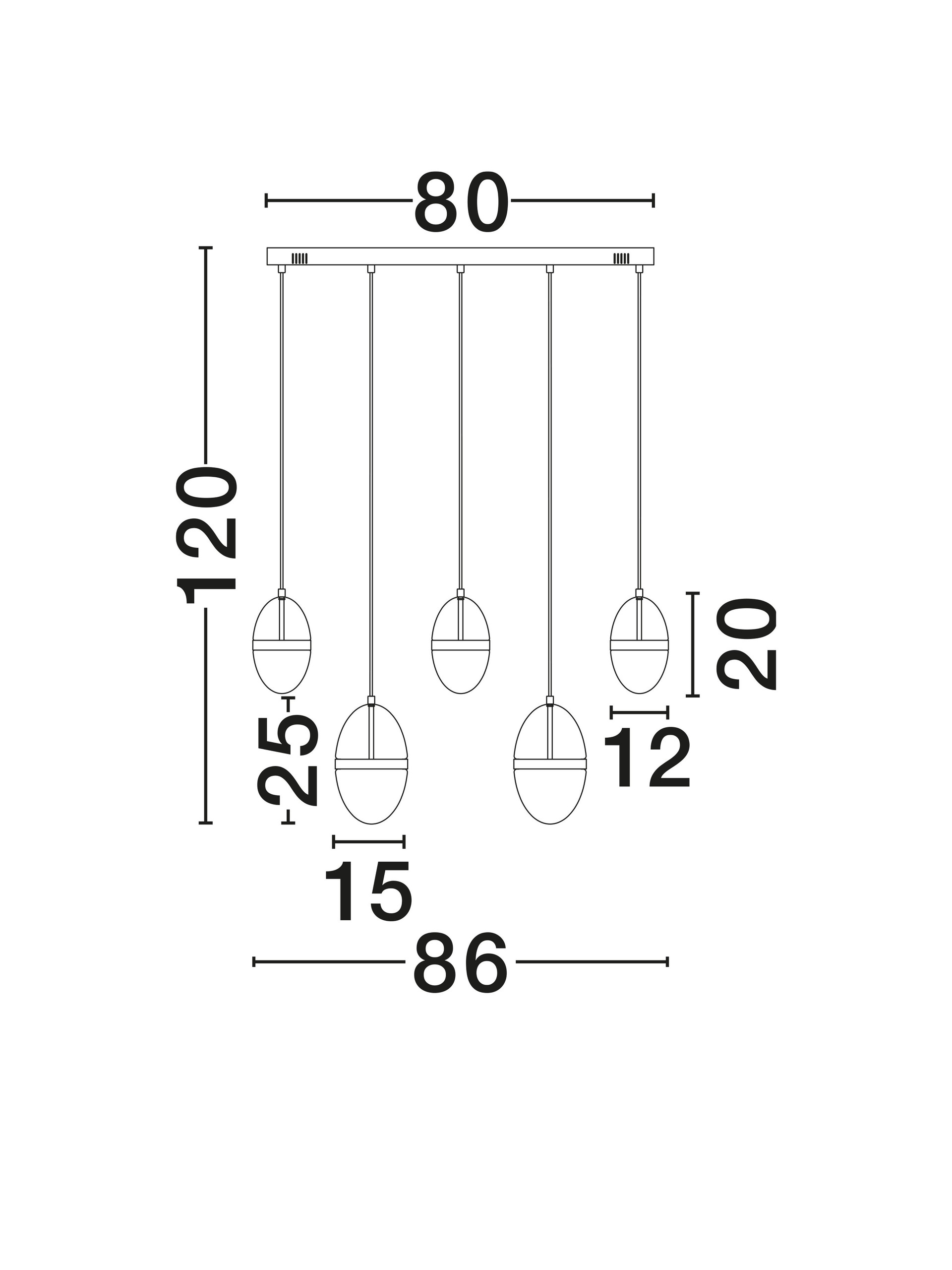 EGNA | L 86 W 15 H 120 cm | 58 W | 3000 K | 3480 lm | IP20 | Brass/Amber | Glass/Metal