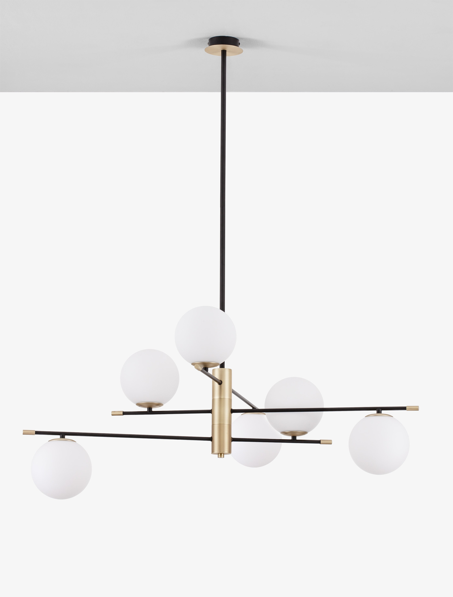 GIT | L 100 H 77/120 cm | 30 W | IP20 | Black/White/Gold | Glass/Metal