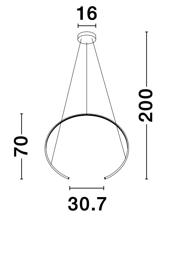 BREDA | H 200 D 70 cm | 30 W | 3000 K | 1480 lm | IP20 | Λευκό | Αλουμίνιο/Ακρυλικό
