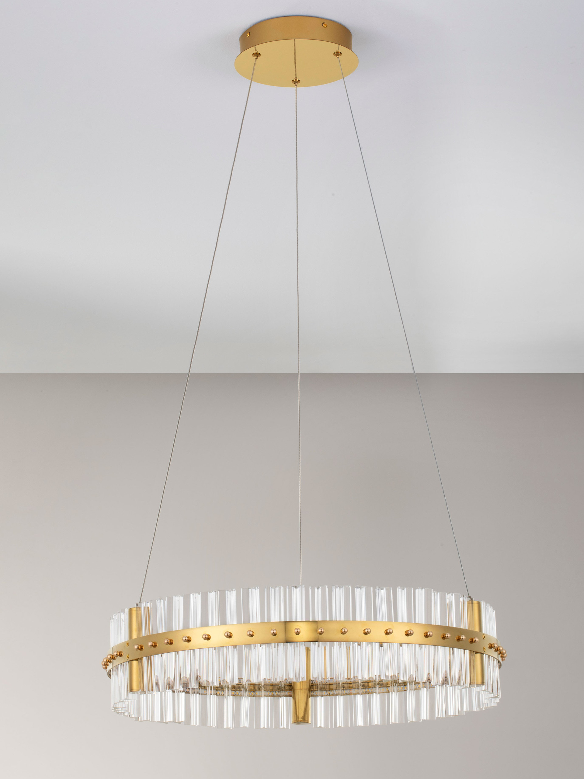 KEZO | H 130 D 60 cm | 45 W | 3500 K | 2700 lm | IP20 | Gold | Glass/Stainless Steel