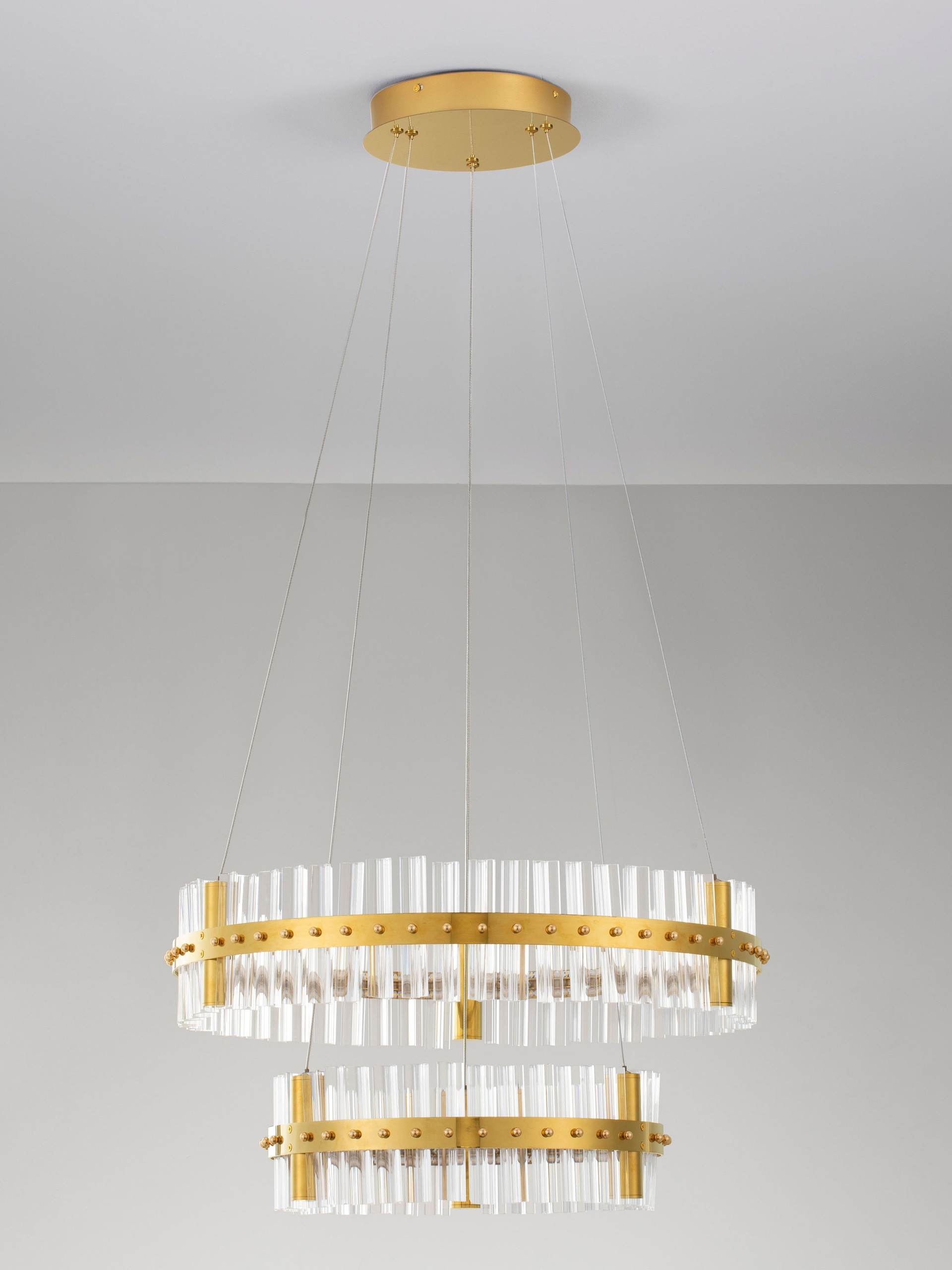 KEZO | H 140 D 60 cm | 67 W | 3500 K | 4020 lm | IP20 | Gold | Glass/Stainless Steel