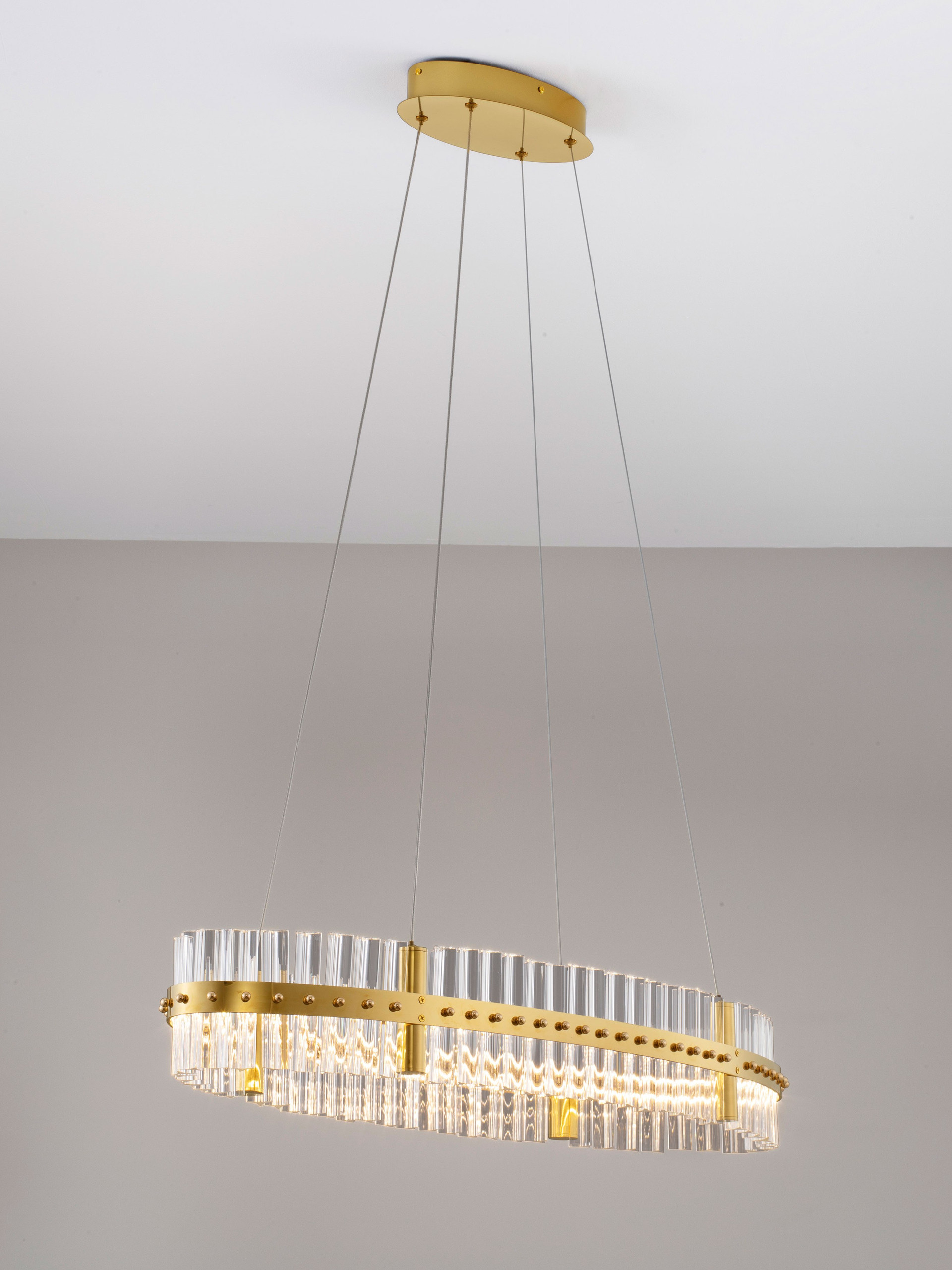 KEZO | L 90 W 28 H 130 cm | 45 W | 3500 K | 2700 lm | IP20 | Gold | Glass/Stainless Steel