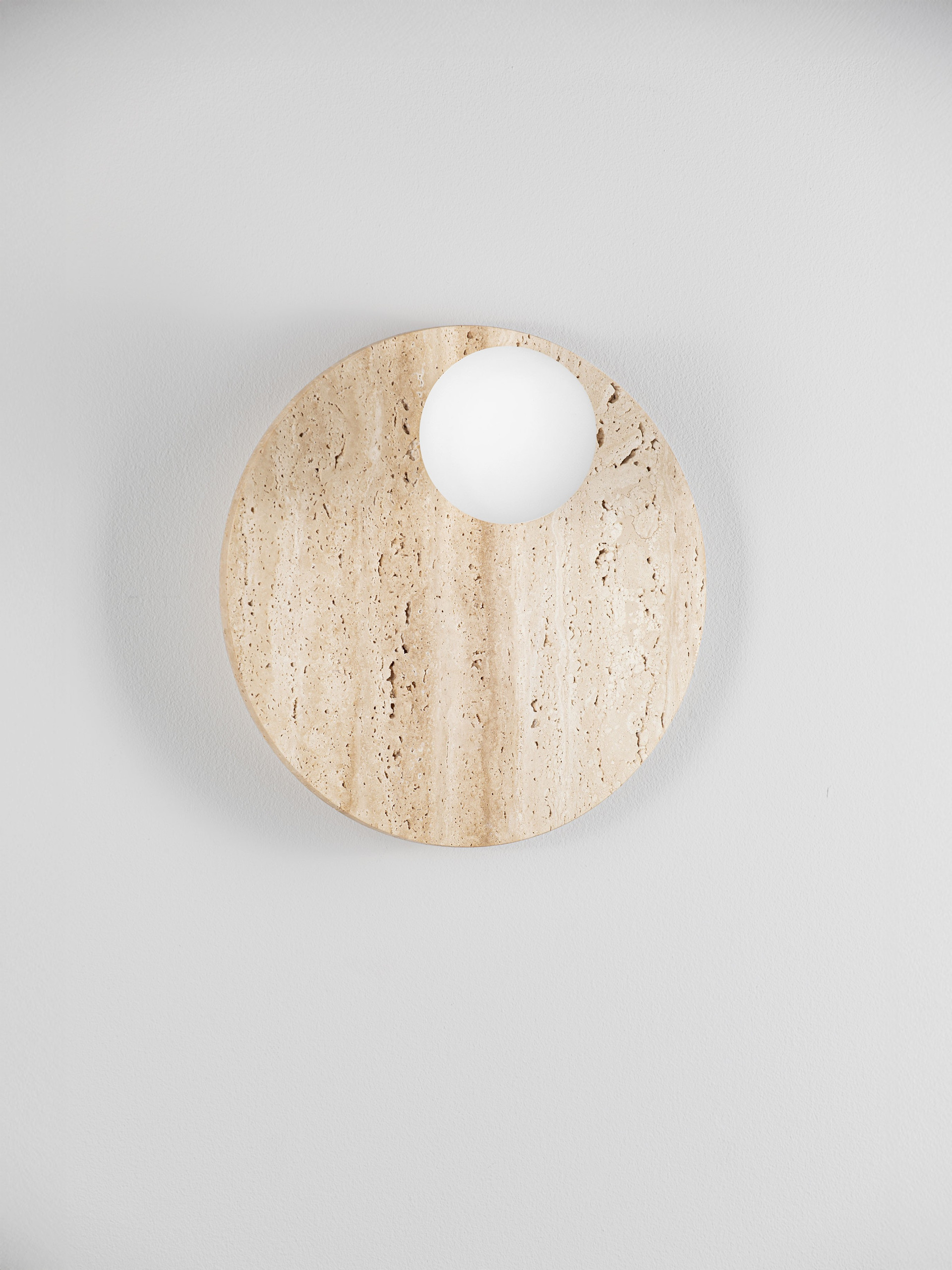 OVEE | W 14 D 30 cm | 5 W | IP20 | White/Beige | Glass/Travertine