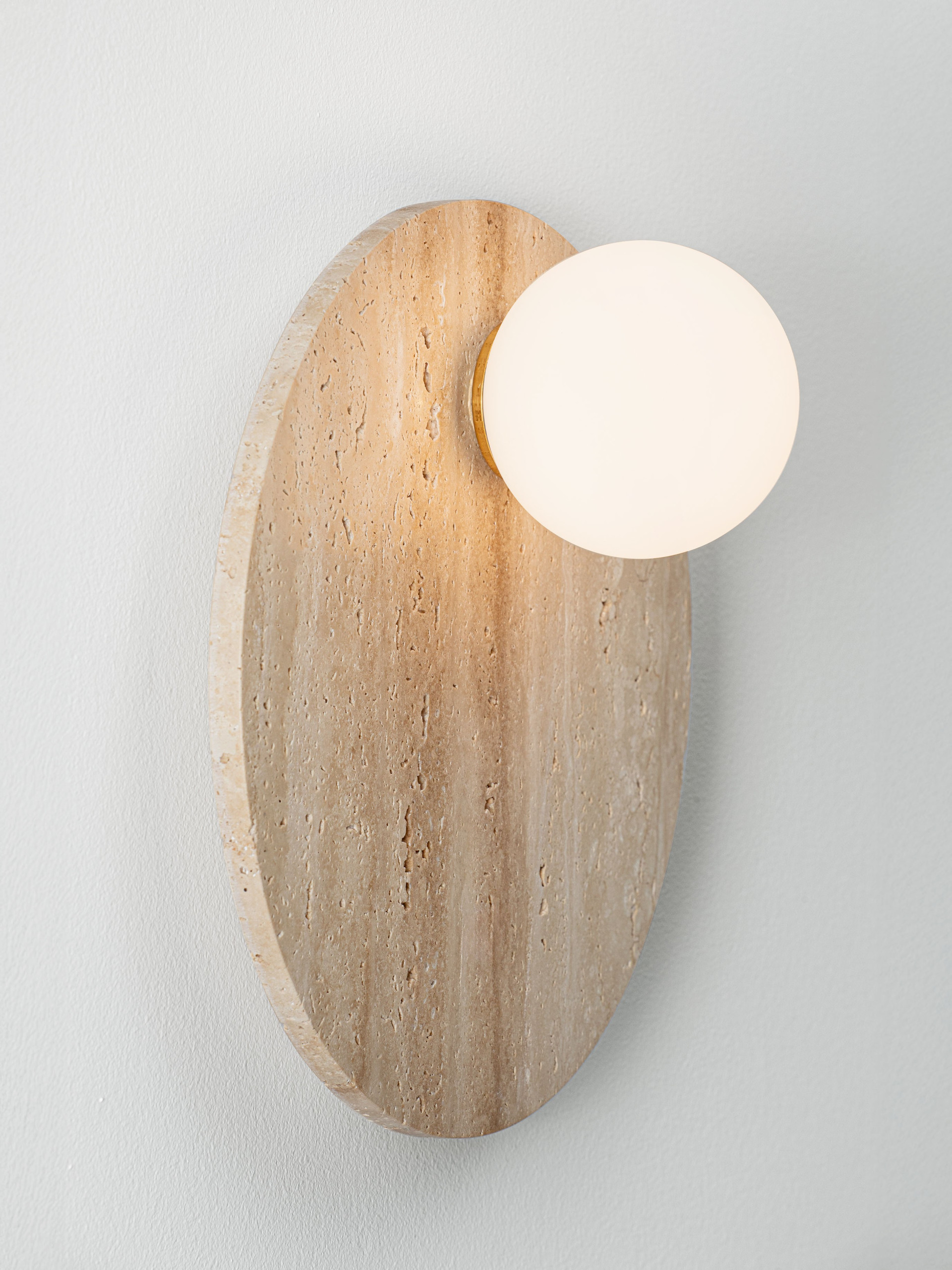 OVEE | W 14 D 30 cm | 5 W | IP20 | White/Beige | Glass/Travertine