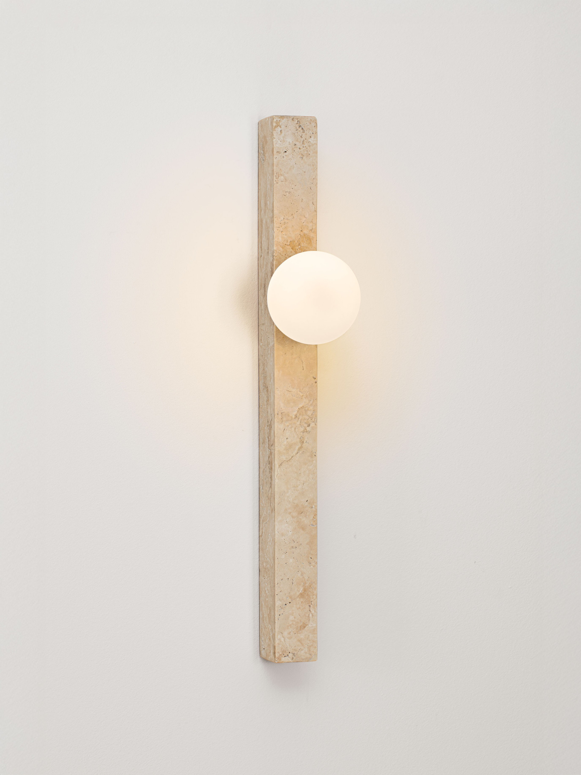 OVEE | L 10 W 15.8 H 60 cm | 5 W | IP20 | White/Beige | Glass/Travertine