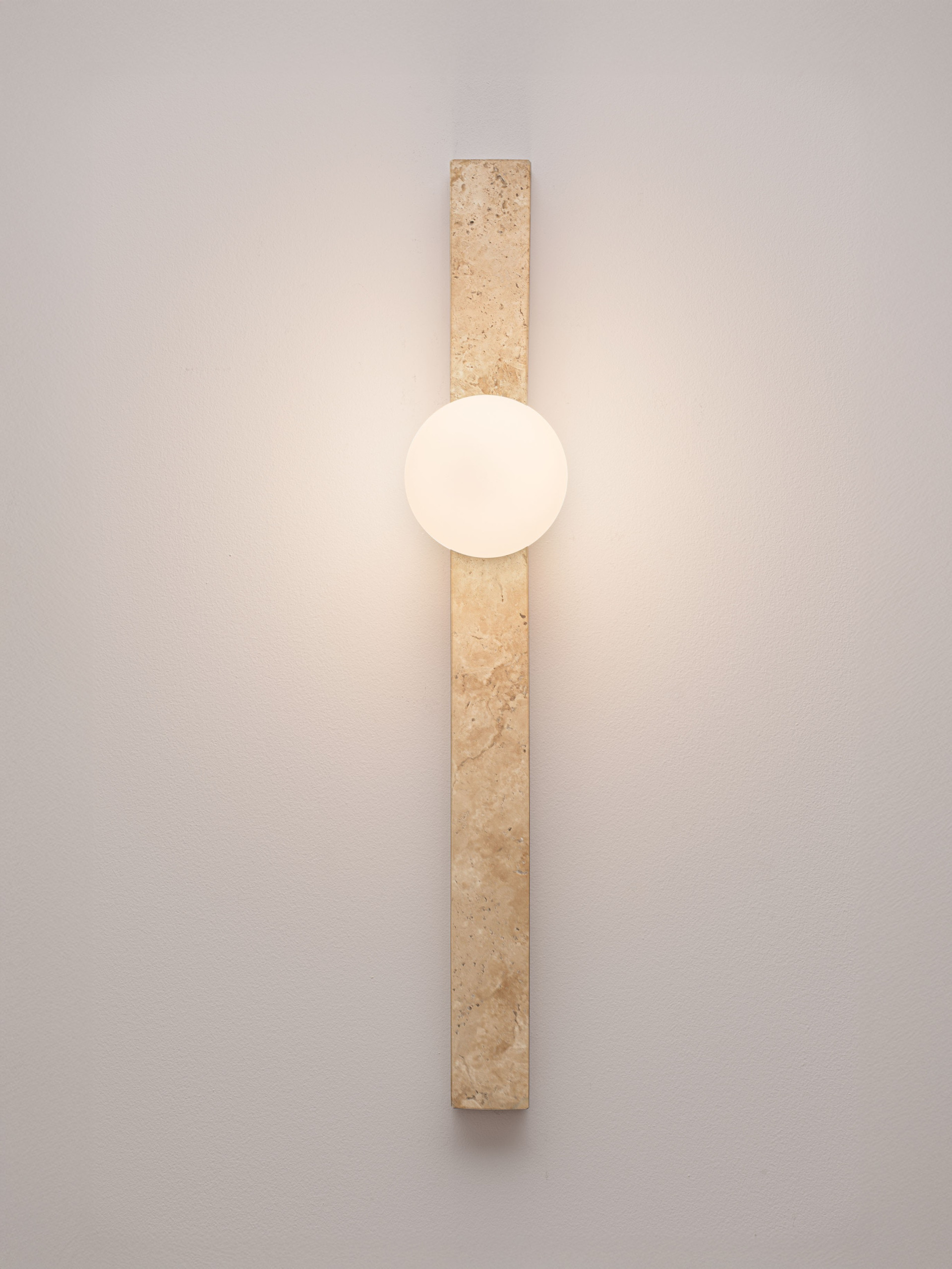 OVEE | L 10 W 15.8 H 60 cm | 5 W | IP20 | White/Beige | Glass/Travertine