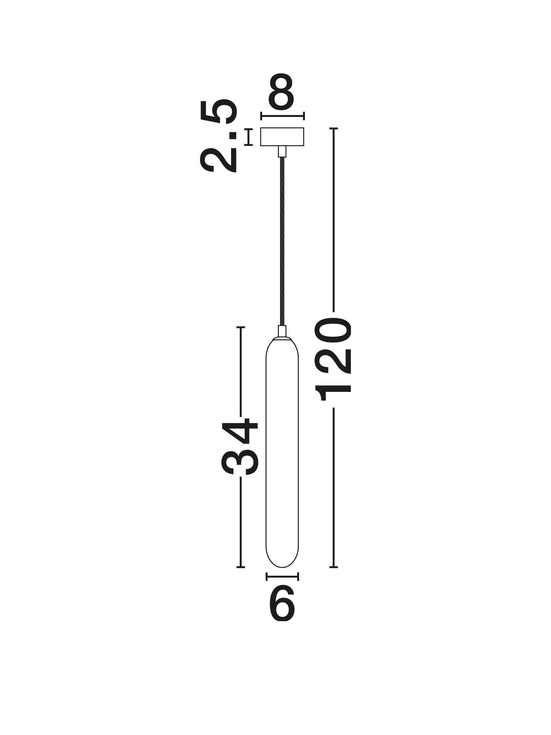 GUSTAVE | H 120 D 6 cm | 5 W | IP20 | Gray | Glass/Metal