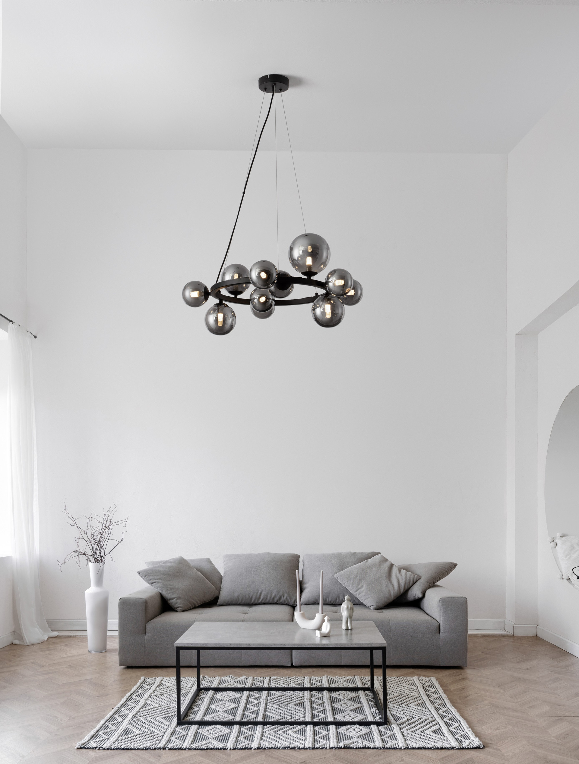 ODILLIA | H 120 D 65 cm | 55 W | IP20 | Μαύρο/Smokey | Γυαλί/Μέταλλο