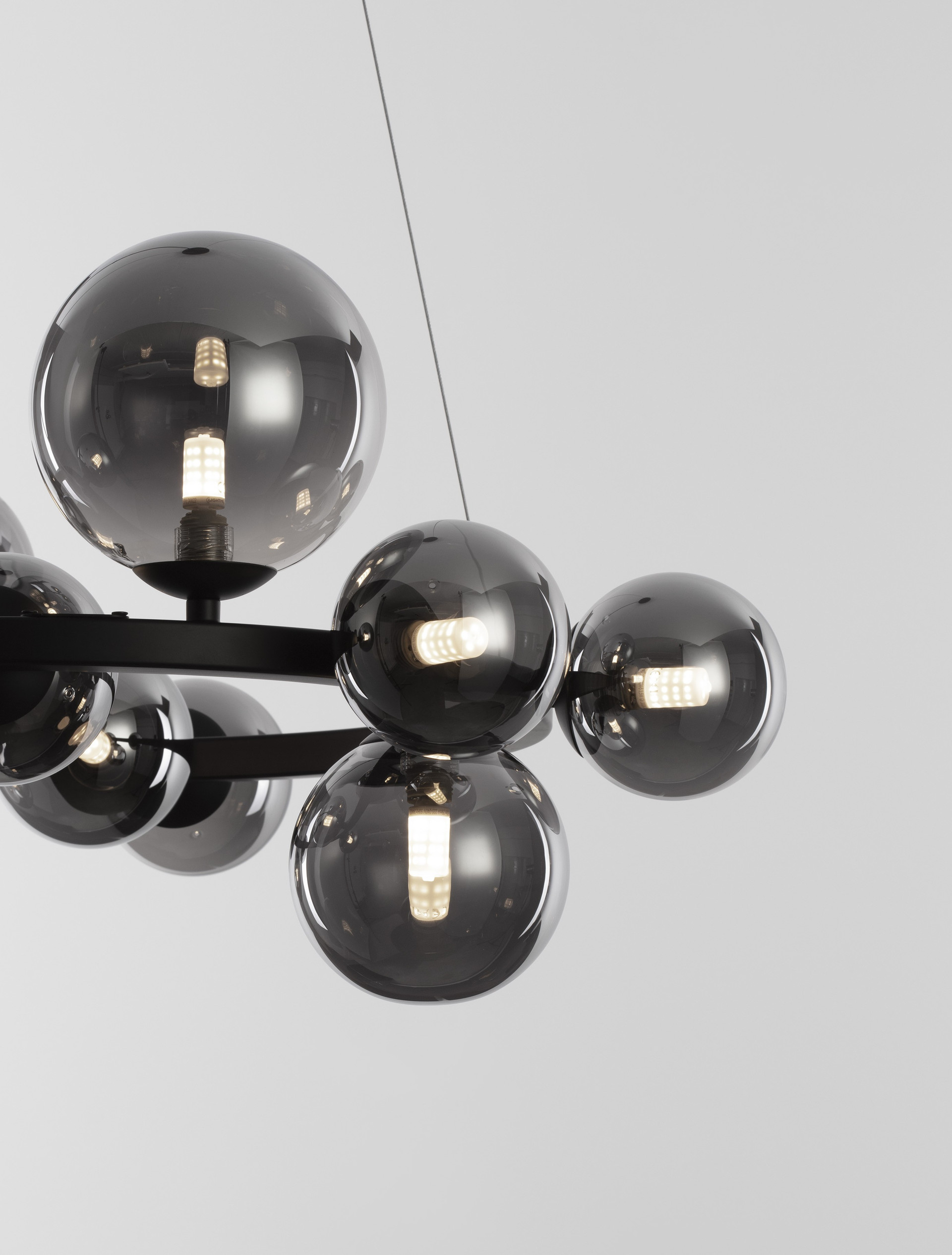 ODILLIA | H 120 D 65 cm | 55 W | IP20 | Schwarz/Smokey | Glas/Metall