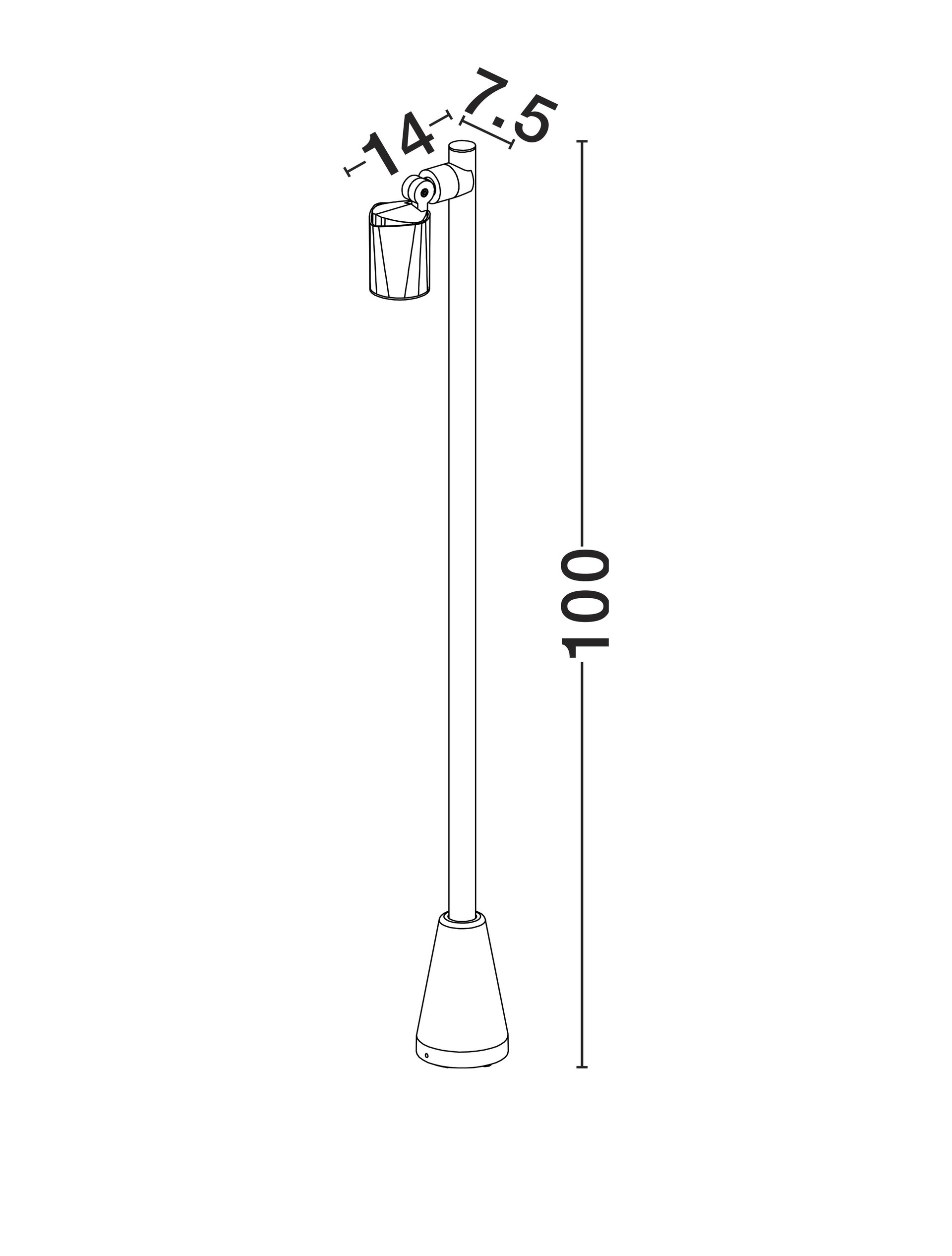 SPY | L 7.5 W 14 H 100 cm | 10 W | IP65 | Black | Aluminum