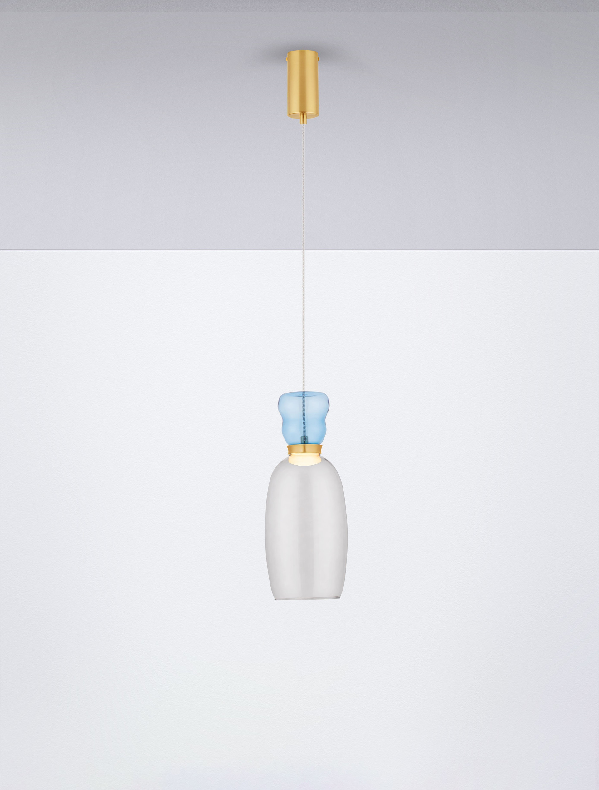 PLUMA | H 179 D 15 cm | 5 W | 3000 K | 450 lm | IP20 | Gold/Blue/Smokey | Glass/Metal