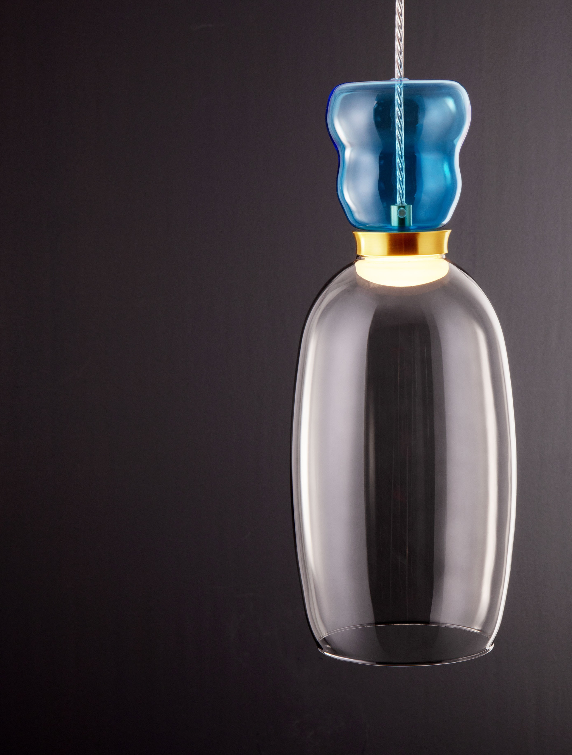 PLUMA | H 179 D 15 cm | 5 W | 3000 K | 450 lm | IP20 | Gold/Blue/Smokey | Glass/Metal
