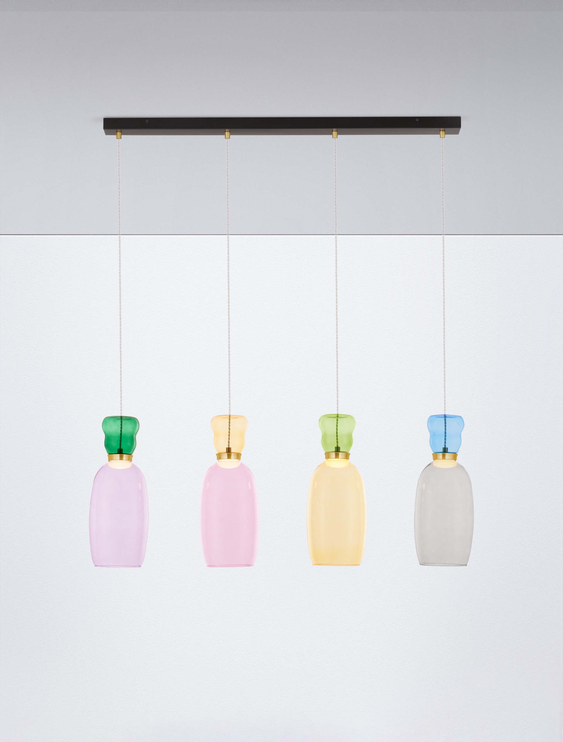 PLUMA | L 96 W 15 H 150 cm | 20 W | 3000 K | 1800 lm | IP20 | Green/Gold/Blue/Yellow/Pink/Jasper/Purple/Smokey | Glass/Metal