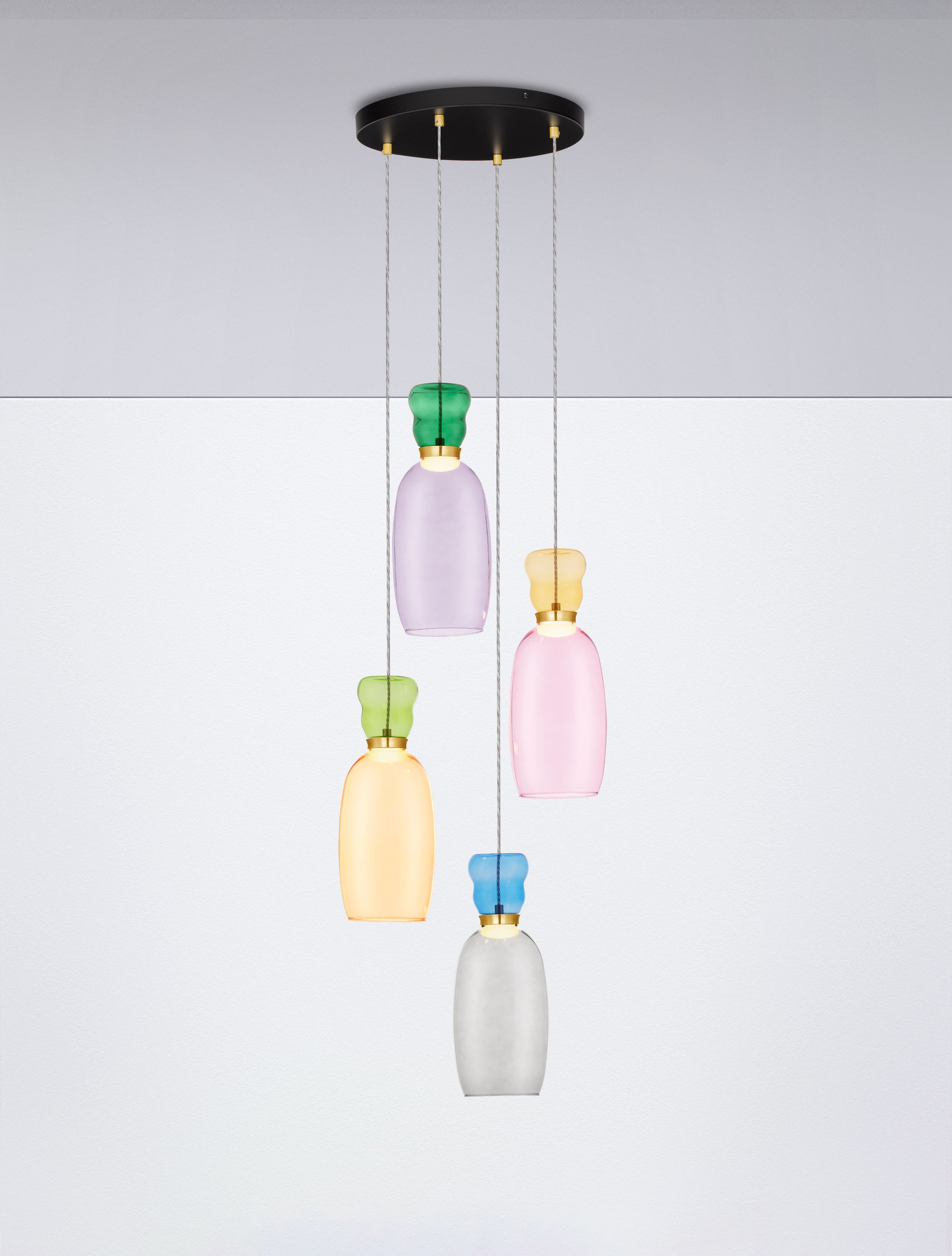 PLUMA | H 150 D 42 cm | 20 W | 3000 K | 1800 lm | IP20 | Green/Gold/Blue/Yellow/Pink/Jasper/Purple/Smokey | Glass/Metal