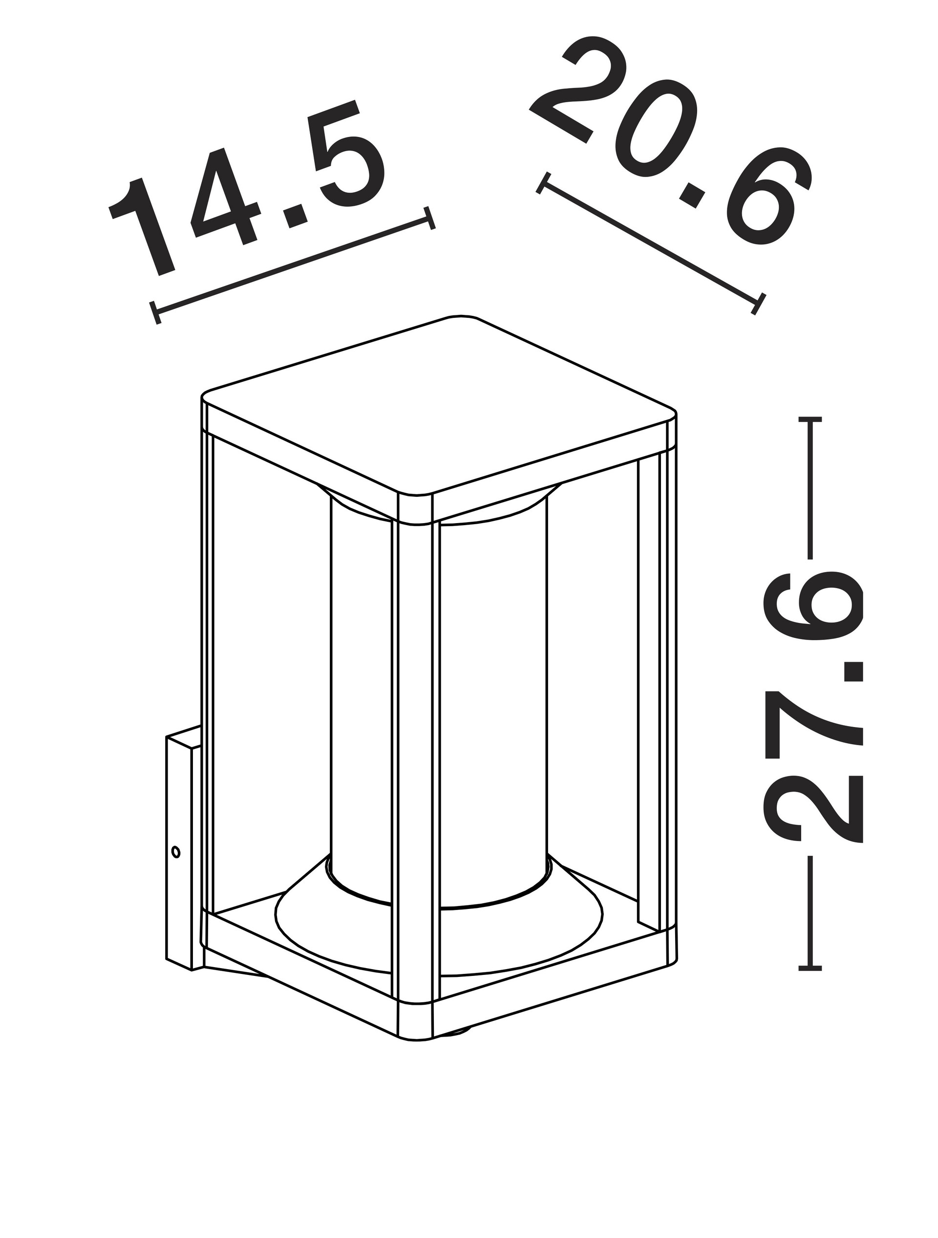 PACIFIC | L 14.5 W 20.6 H 27.6 cm | 12 W | IP65 | Black | Aluminum