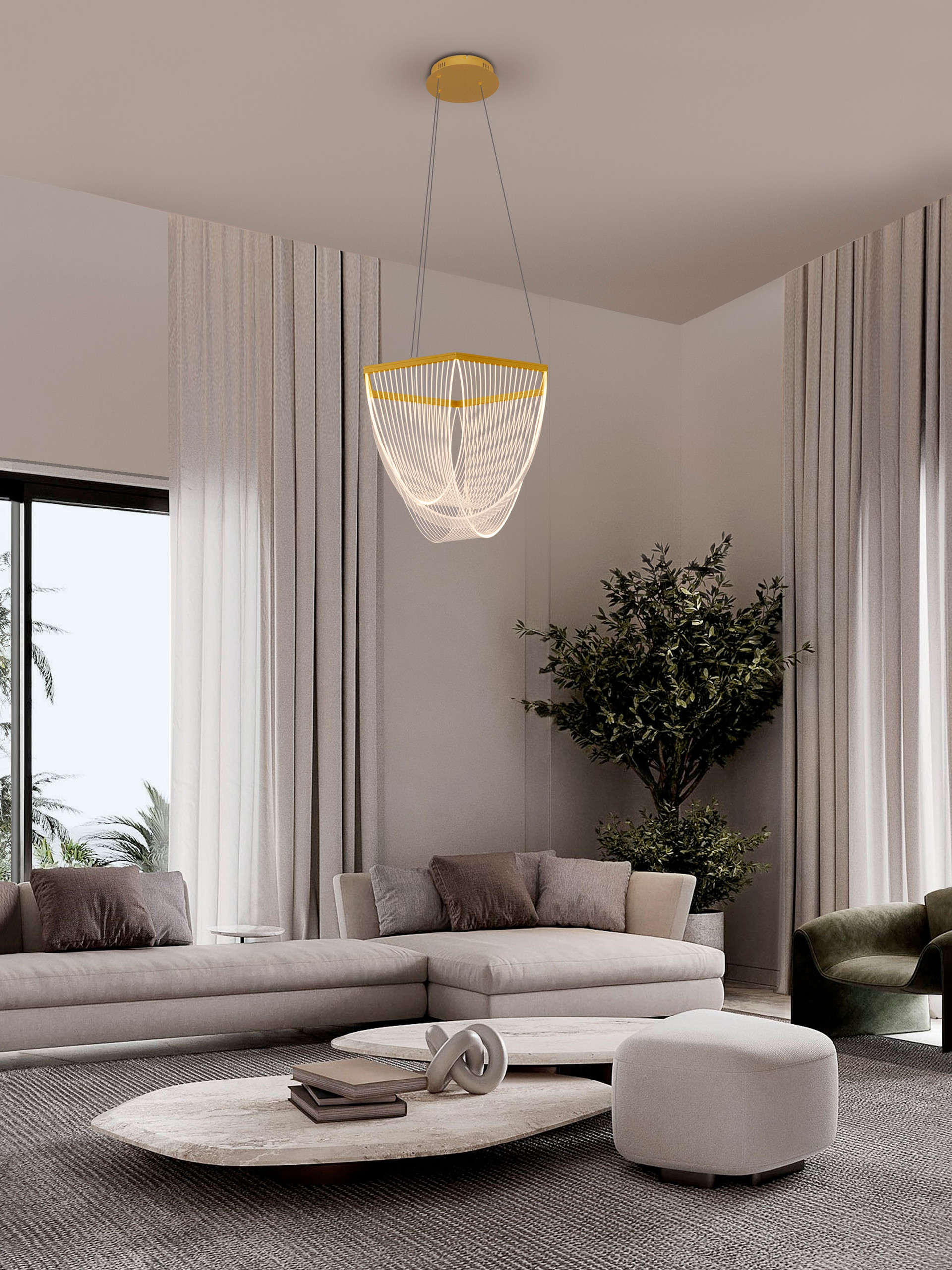 VALENTIN | H 120 D 52 cm | 35 W | 3000 K | 2995 lm | IP20 | Gold | Aluminum/Acrylic
