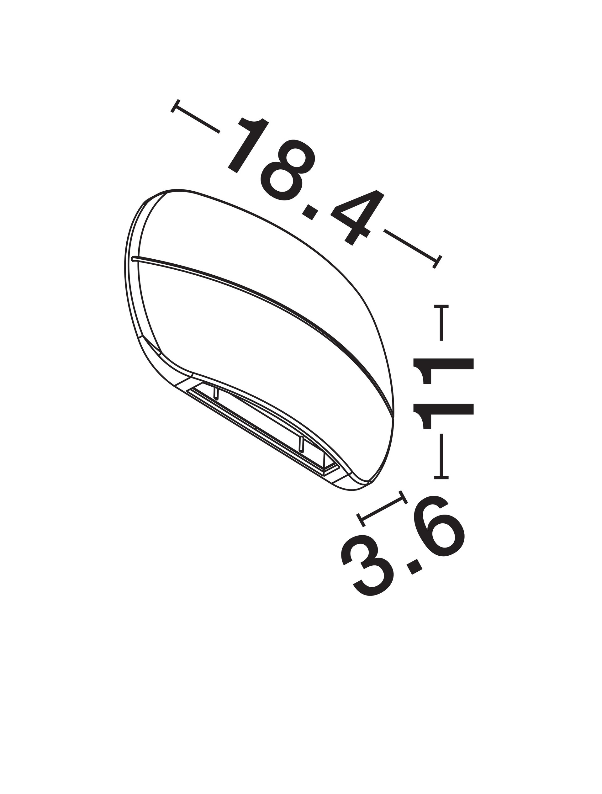 PRATO | L 18.4 W 3.6 H 11 cm | 10 W | 3000 K | 434 lm | IP65 | Black | Aluminum