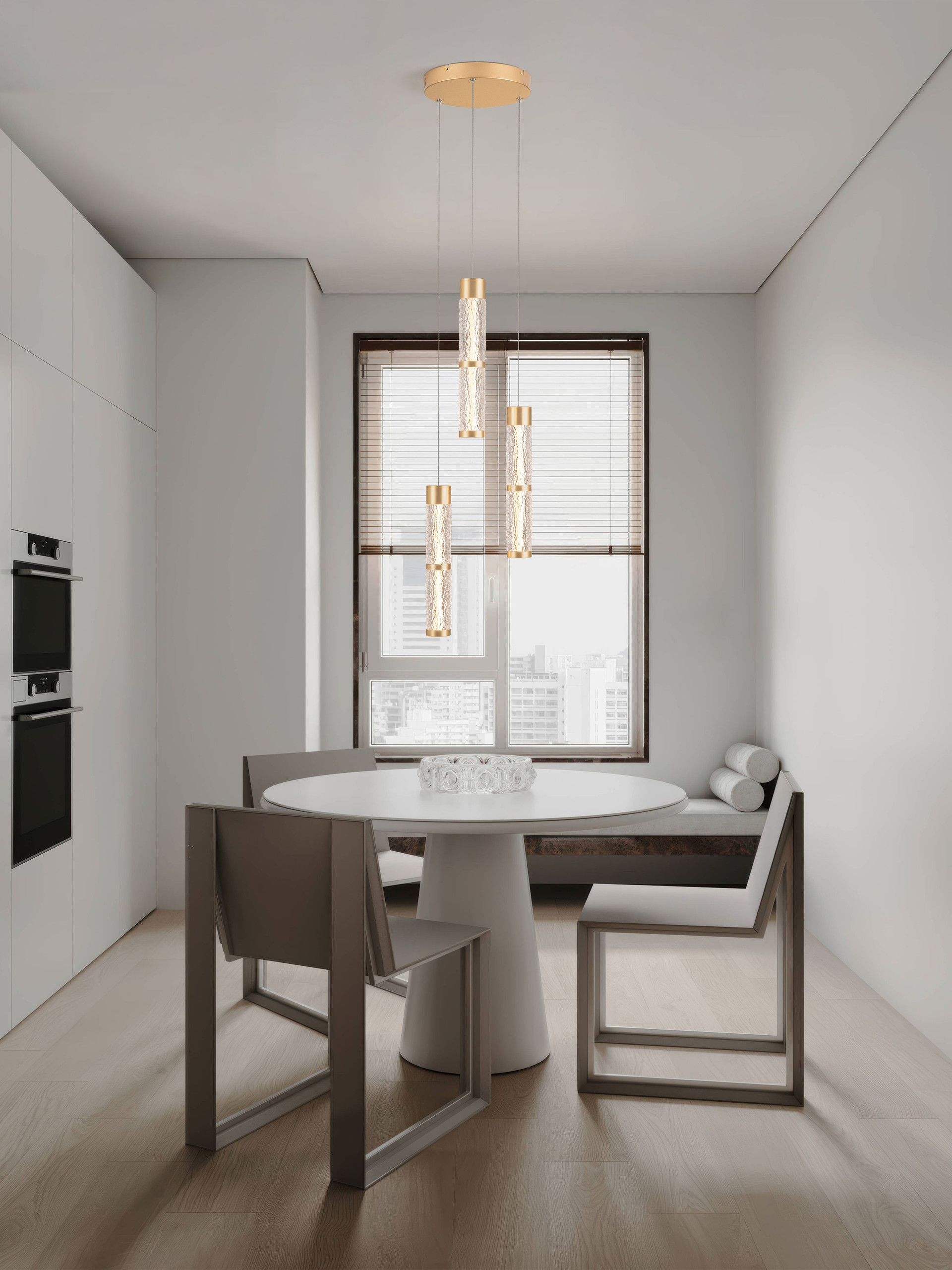 DECORO | H 250 D 28 cm | 33 W | 3000 K | 2520 lm | IP20 | Ορείχαλκος Χρυσός | Ατσάλι/Αλουμίνιο/Ακρυλικό/Σιλικόνη