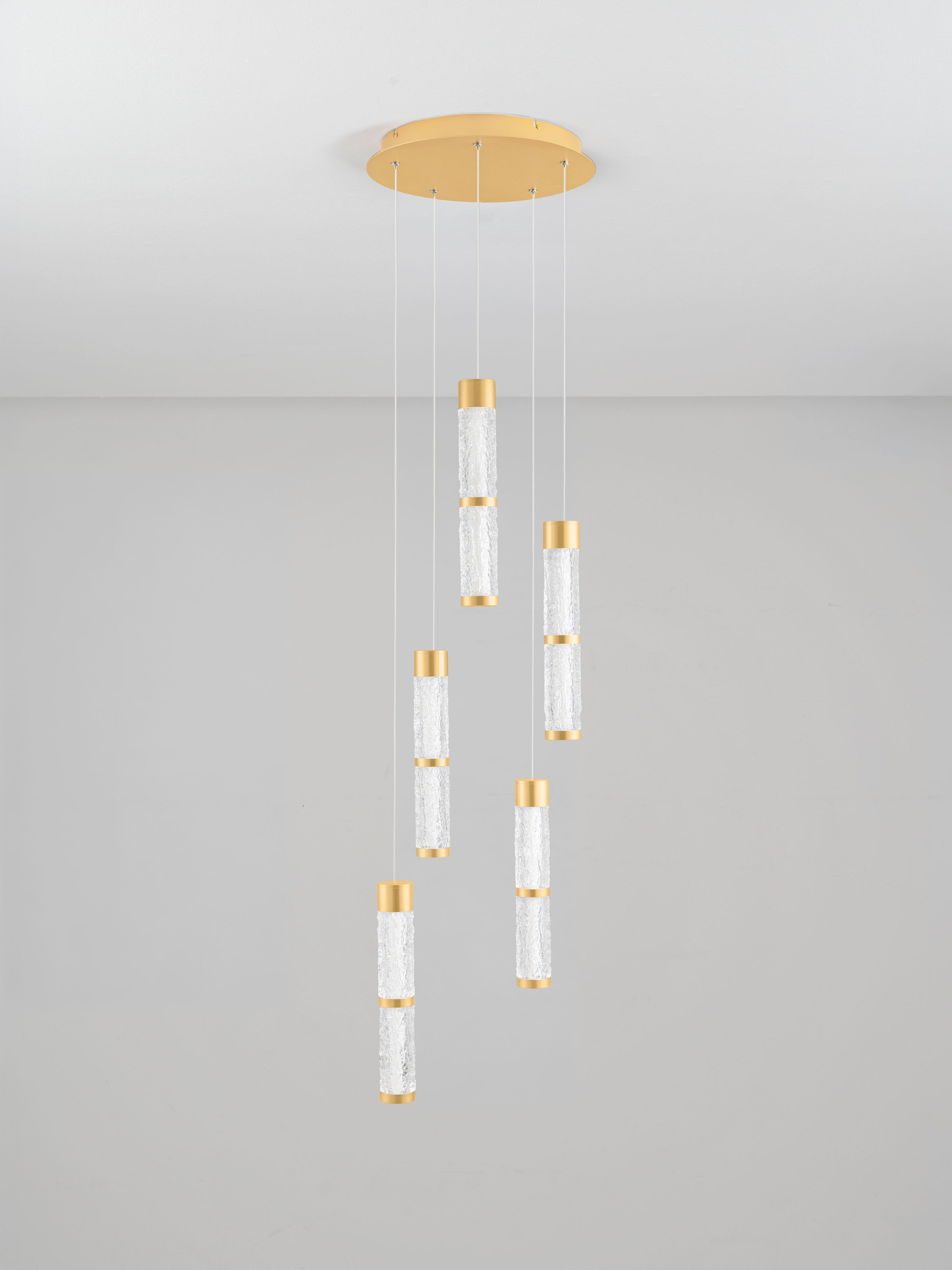 DECORO | H 195 D 38 cm | 55 W | 3000 K | 4200 lm | IP20 | Ορείχαλκος Χρυσός | Ατσάλι/Αλουμίνιο/Ακρυλικό/Σιλικόνη