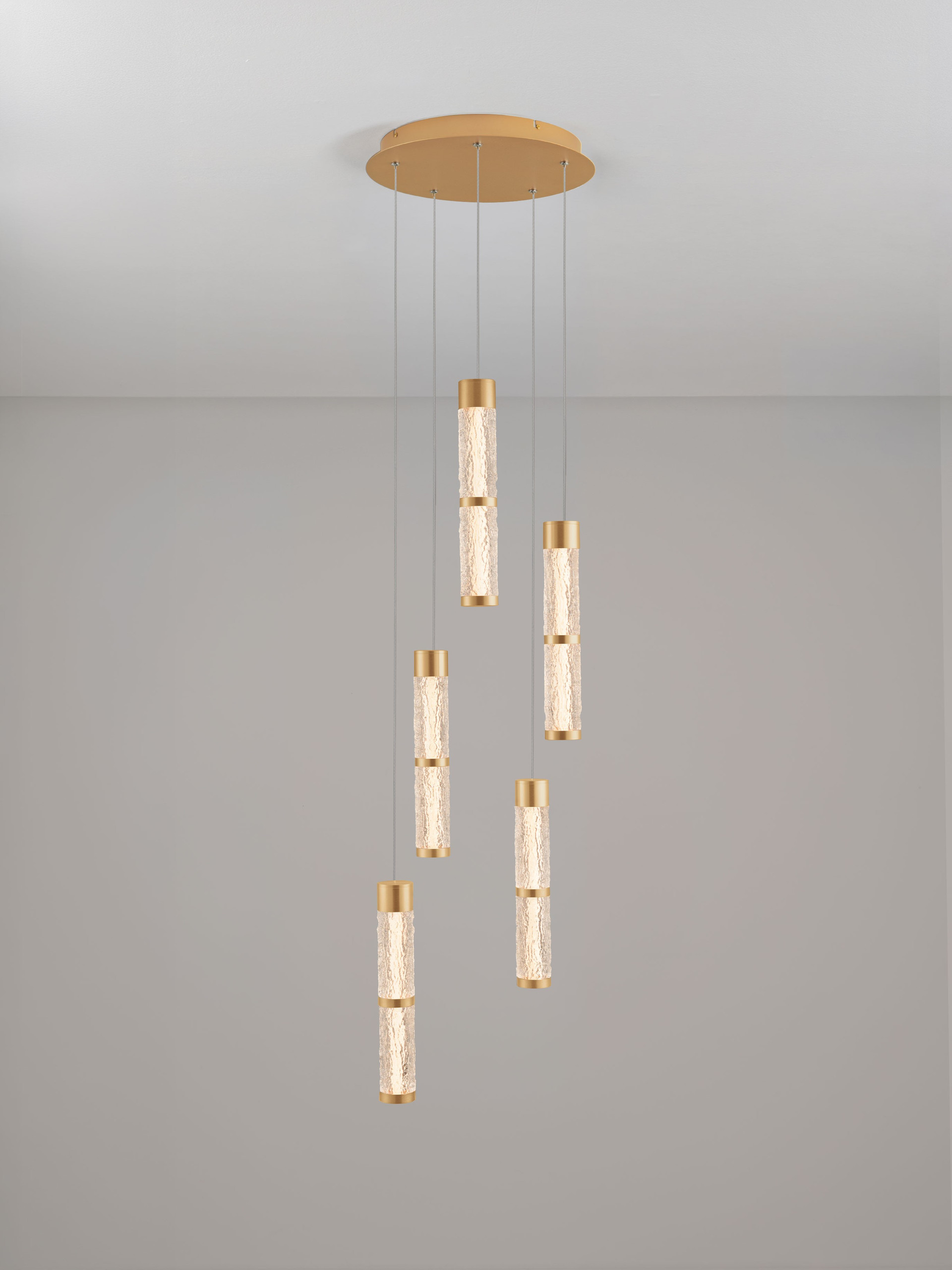 DECORO | H 195 D 38 cm | 55 W | 3000 K | 4200 lm | IP20 | Ορείχαλκος Χρυσός | Ατσάλι/Αλουμίνιο/Ακρυλικό/Σιλικόνη