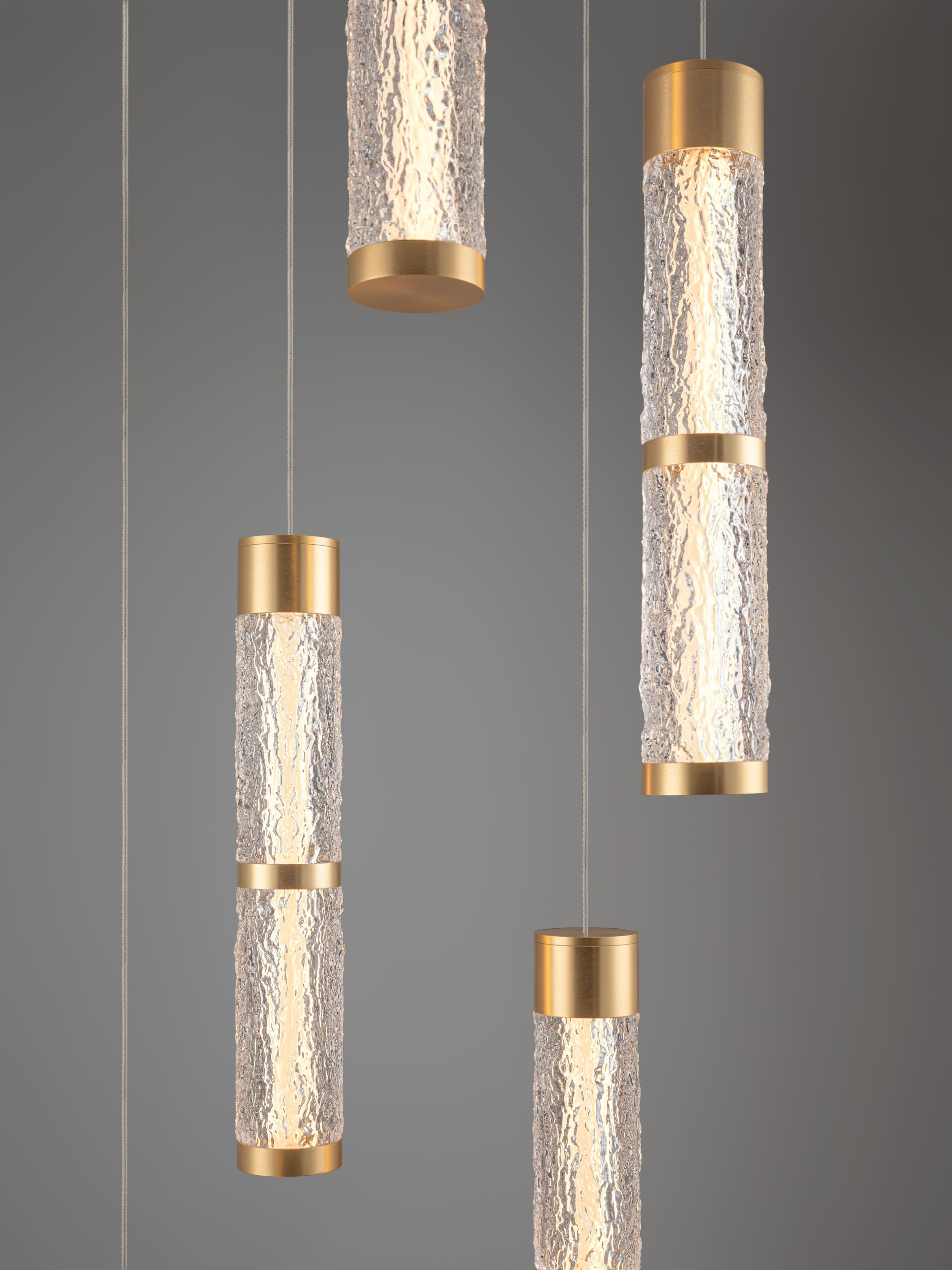 DECORO | H 195 D 38 cm | 55 W | 3000 K | 4200 lm | IP20 | Ορείχαλκος Χρυσός | Ατσάλι/Αλουμίνιο/Ακρυλικό/Σιλικόνη